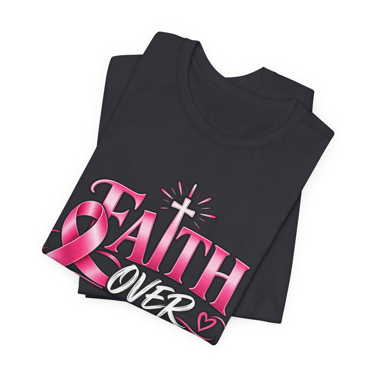 Faith Over Fear Breast Cancer Awareness Shirt – Pink Ribbon Graphic Tee