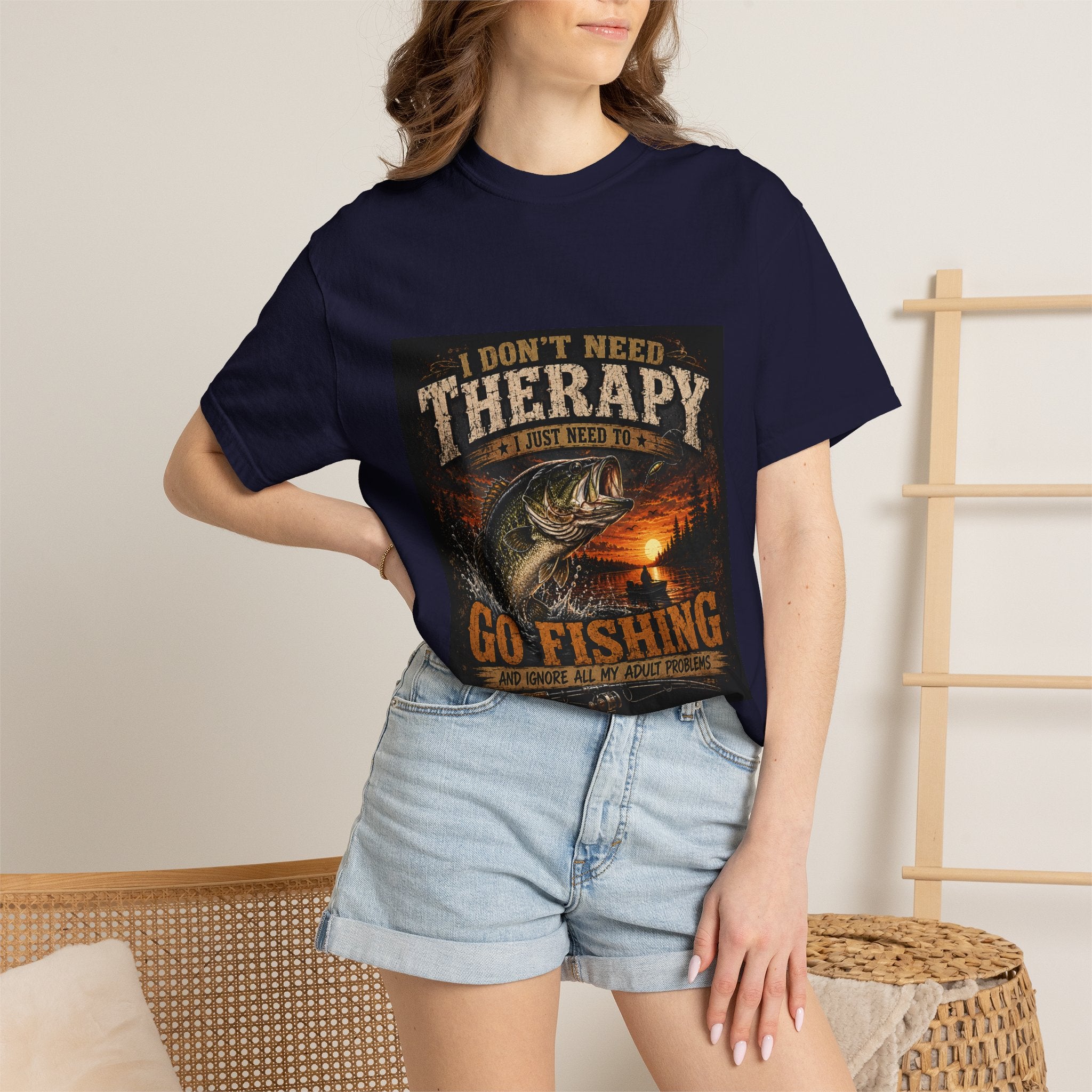 Fishing Therapy T-Shirt — “I Don’t Need Therapy, I Just Need To Go Fishing” Fishing Graphic Tee