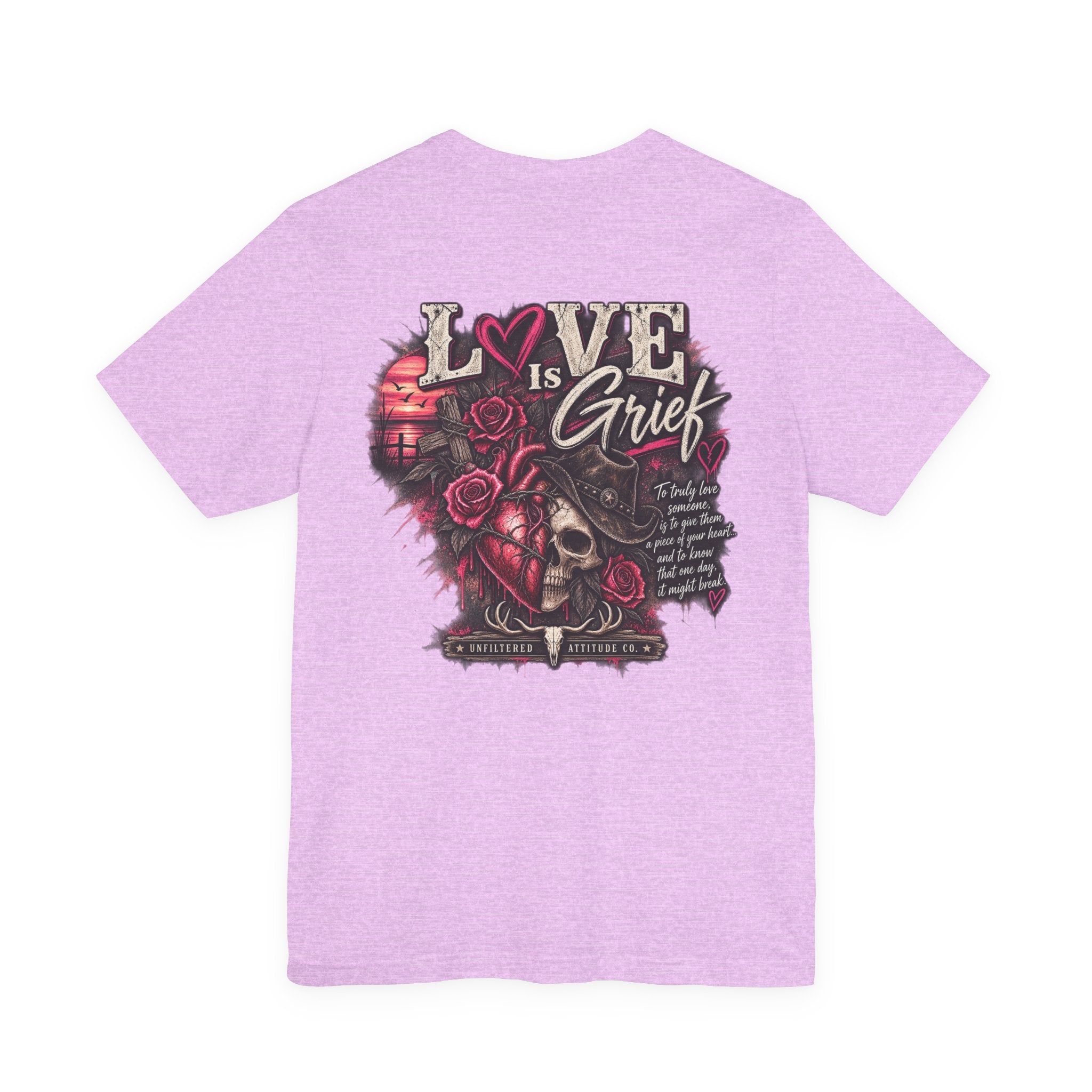 Love Is Grief Graphic Tee – Rose Skull Tribute Shirt