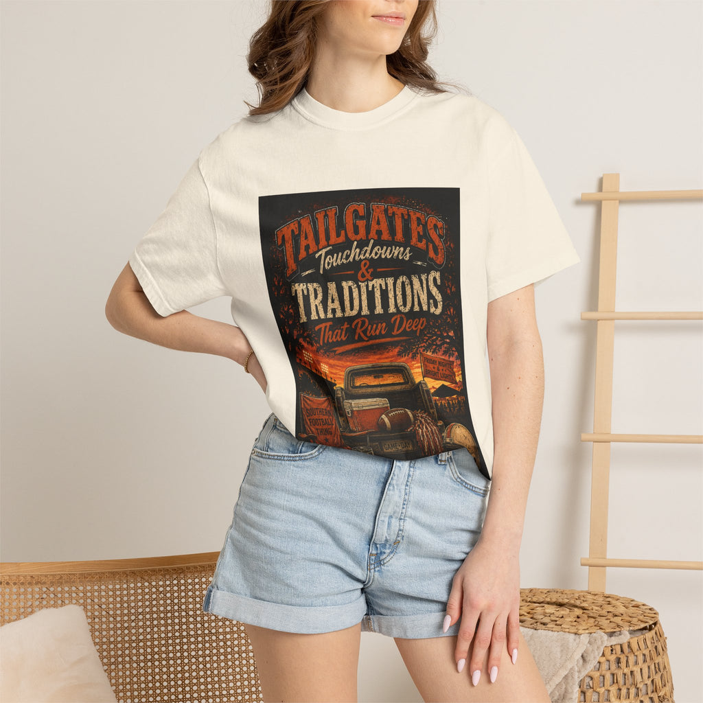 Tailgates & Touchdowns T-Shirt — Tailgate Traditions Football Game Day Tee