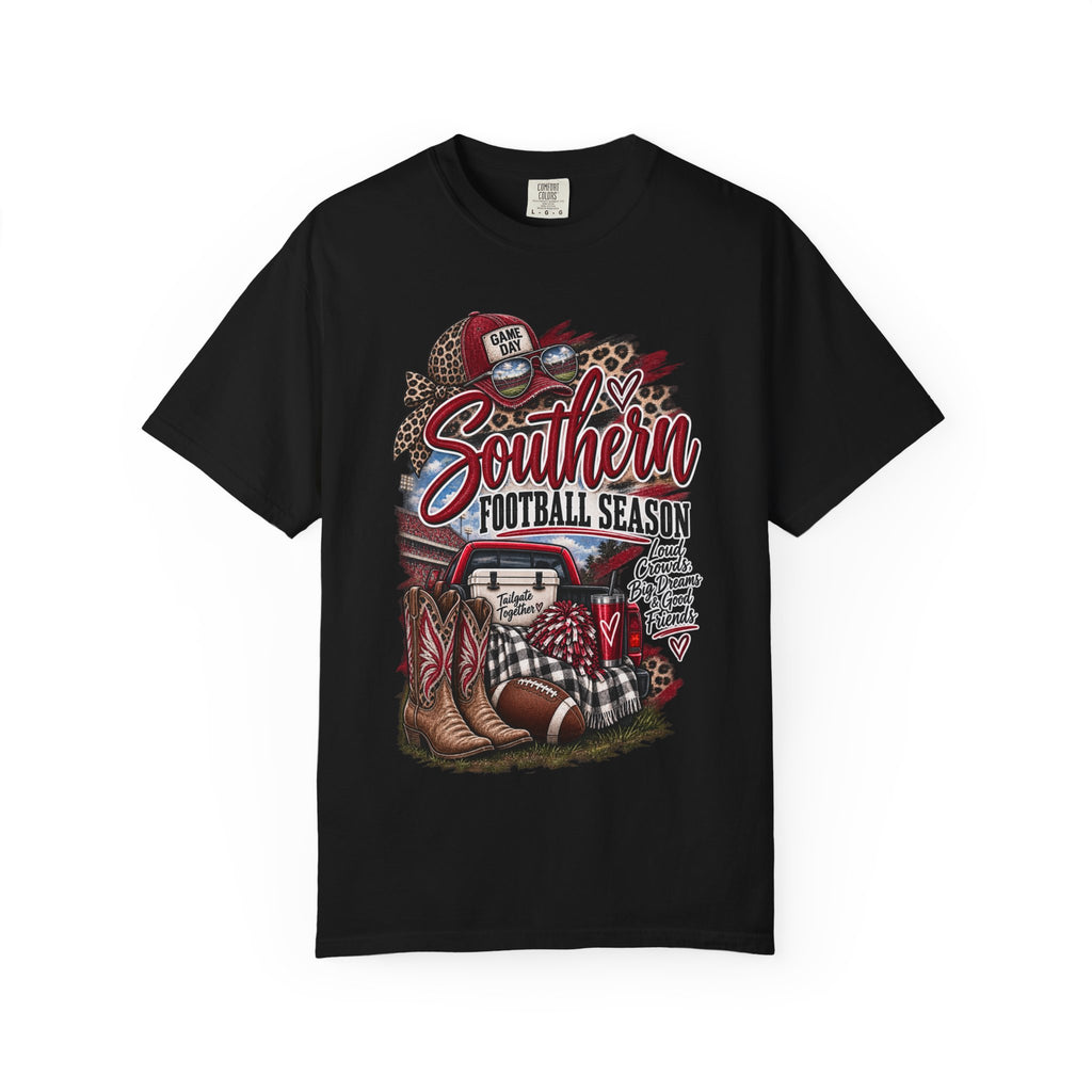 Southern Football Season T-Shirt — Vintage Truck, Cowboy Boots & Helmet Tailgate Tee