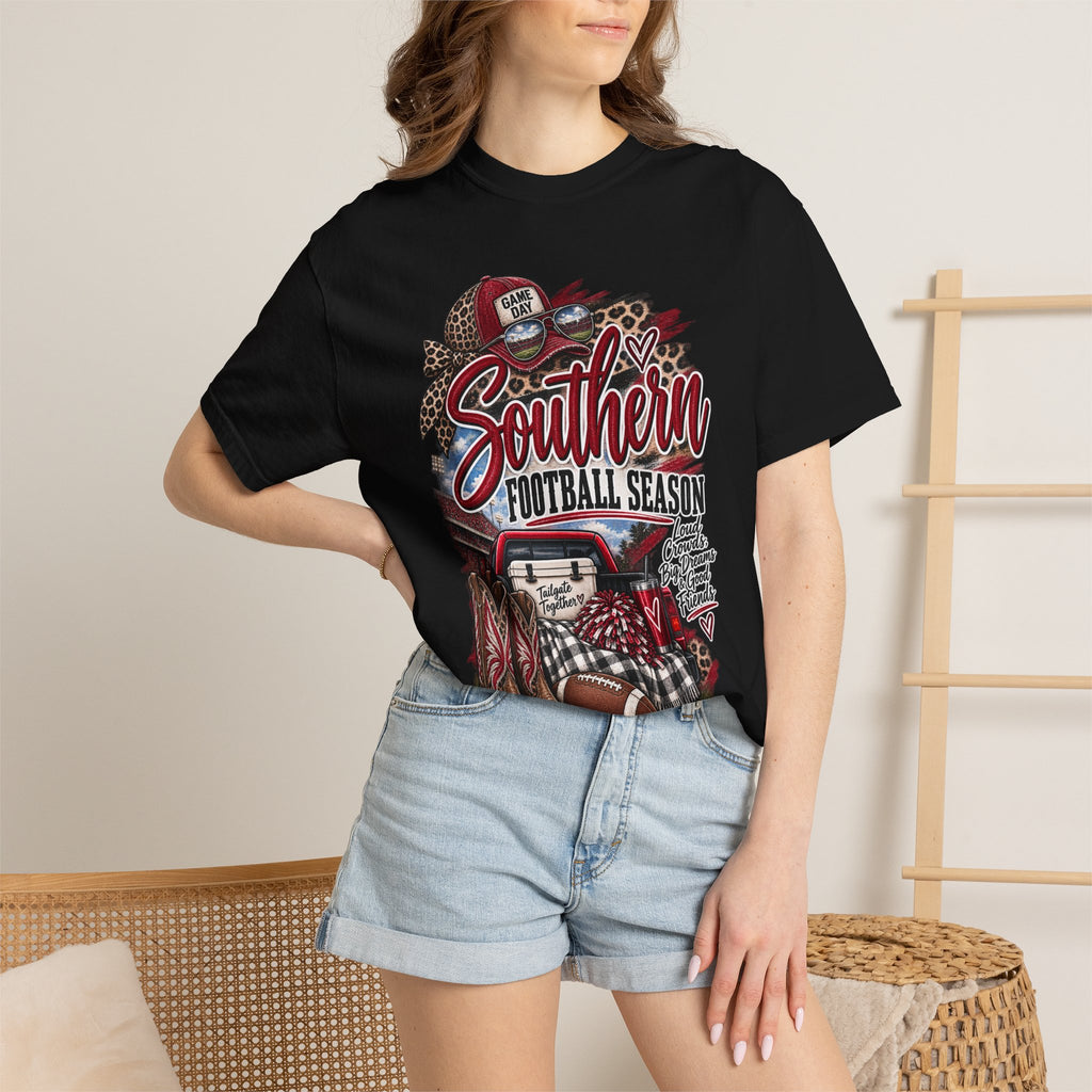Southern Football Season T-Shirt — Vintage Truck, Cowboy Boots & Helmet Tailgate Tee