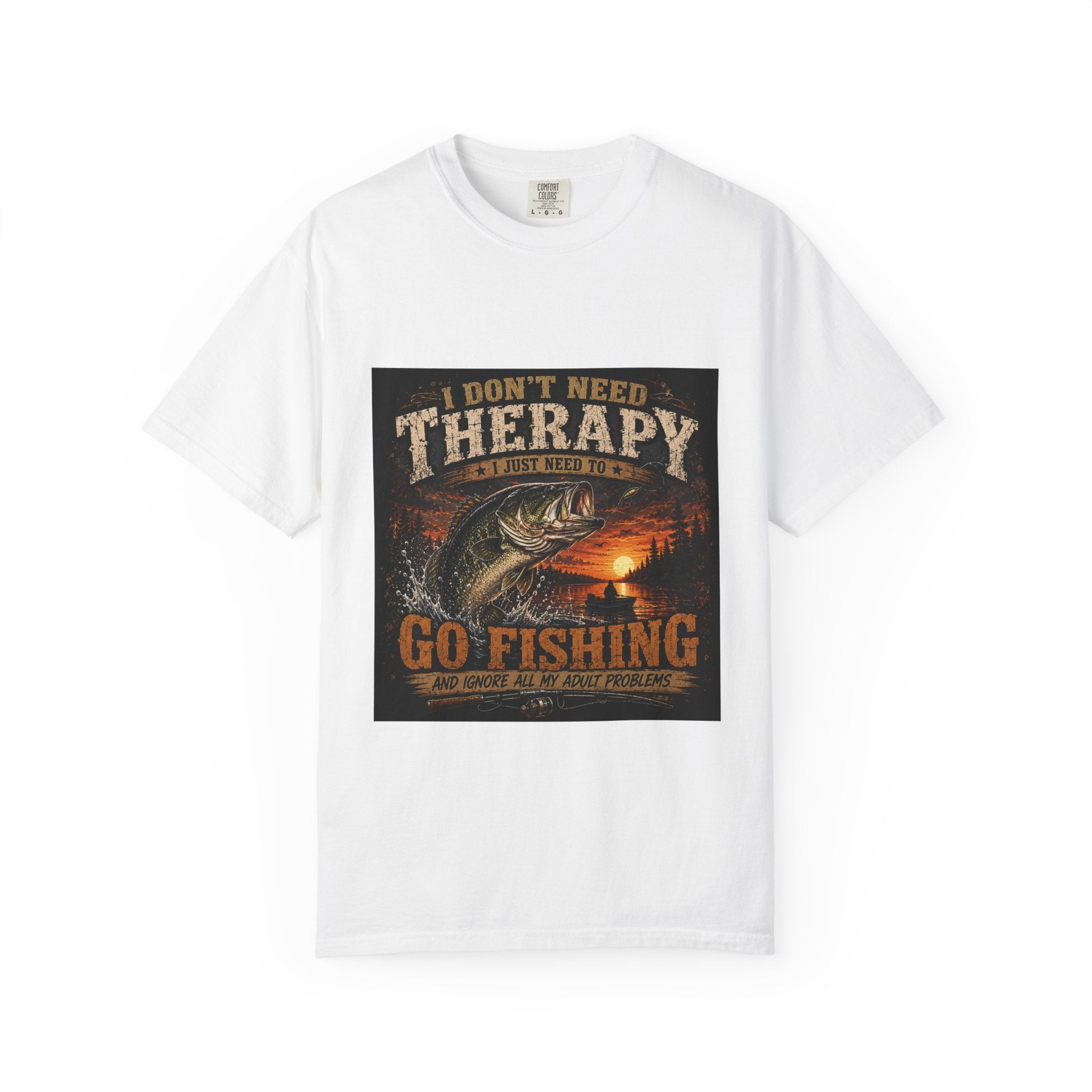 Fishing Therapy T-Shirt — “I Don’t Need Therapy, I Just Need To Go Fishing” Fishing Graphic Tee