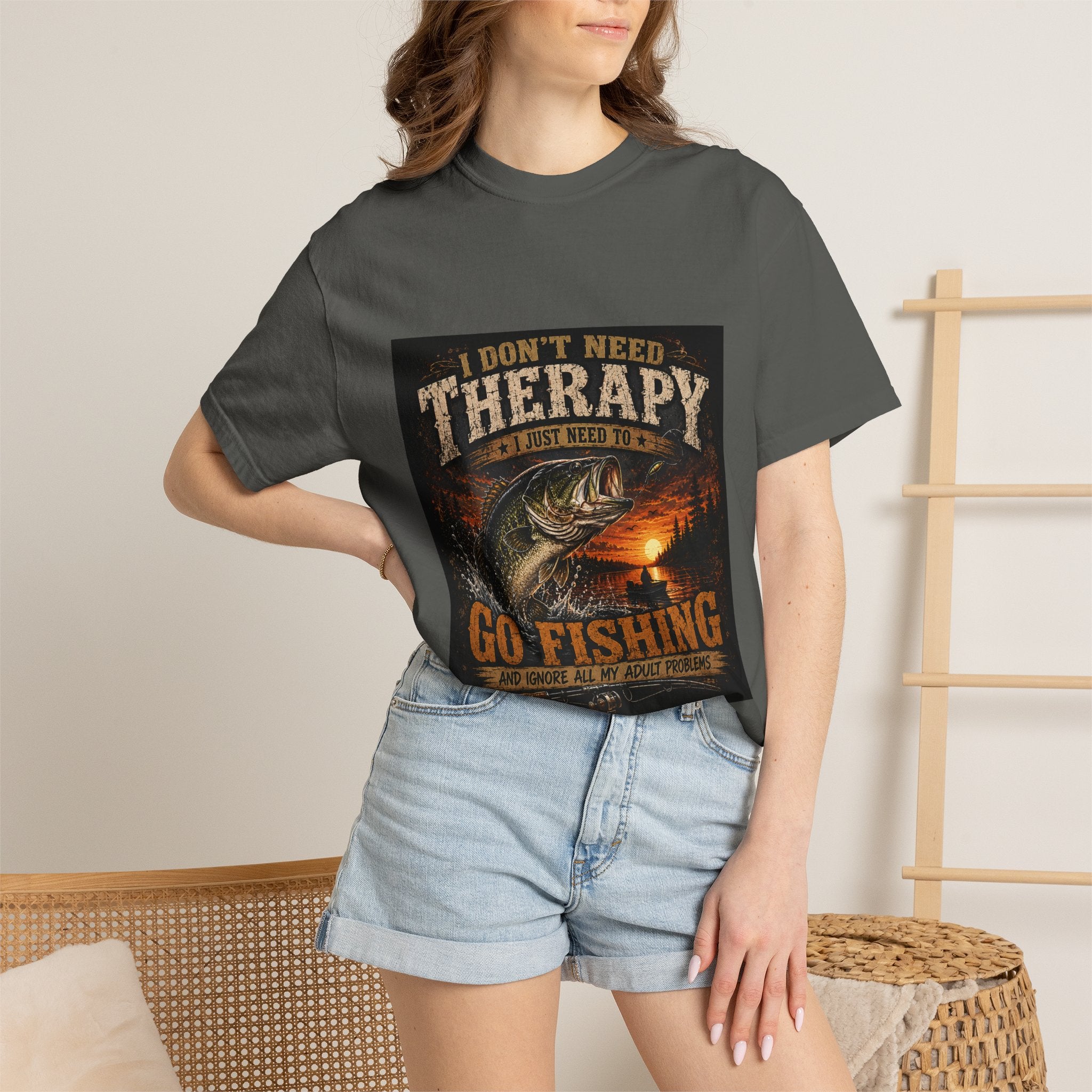 Fishing Therapy T-Shirt — “I Don’t Need Therapy, I Just Need To Go Fishing” Fishing Graphic Tee