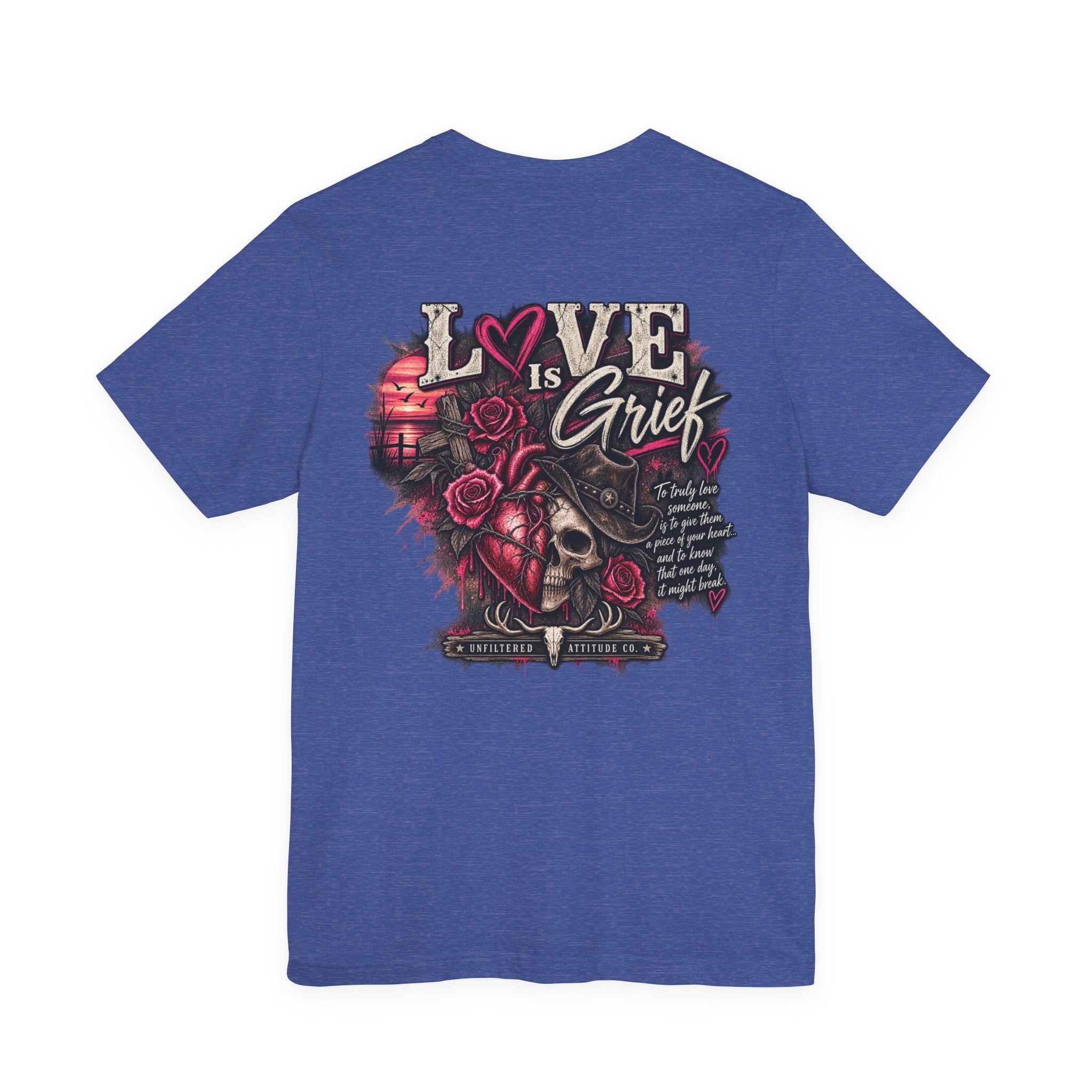 Love Is Grief Graphic Tee – Rose Skull Tribute Shirt