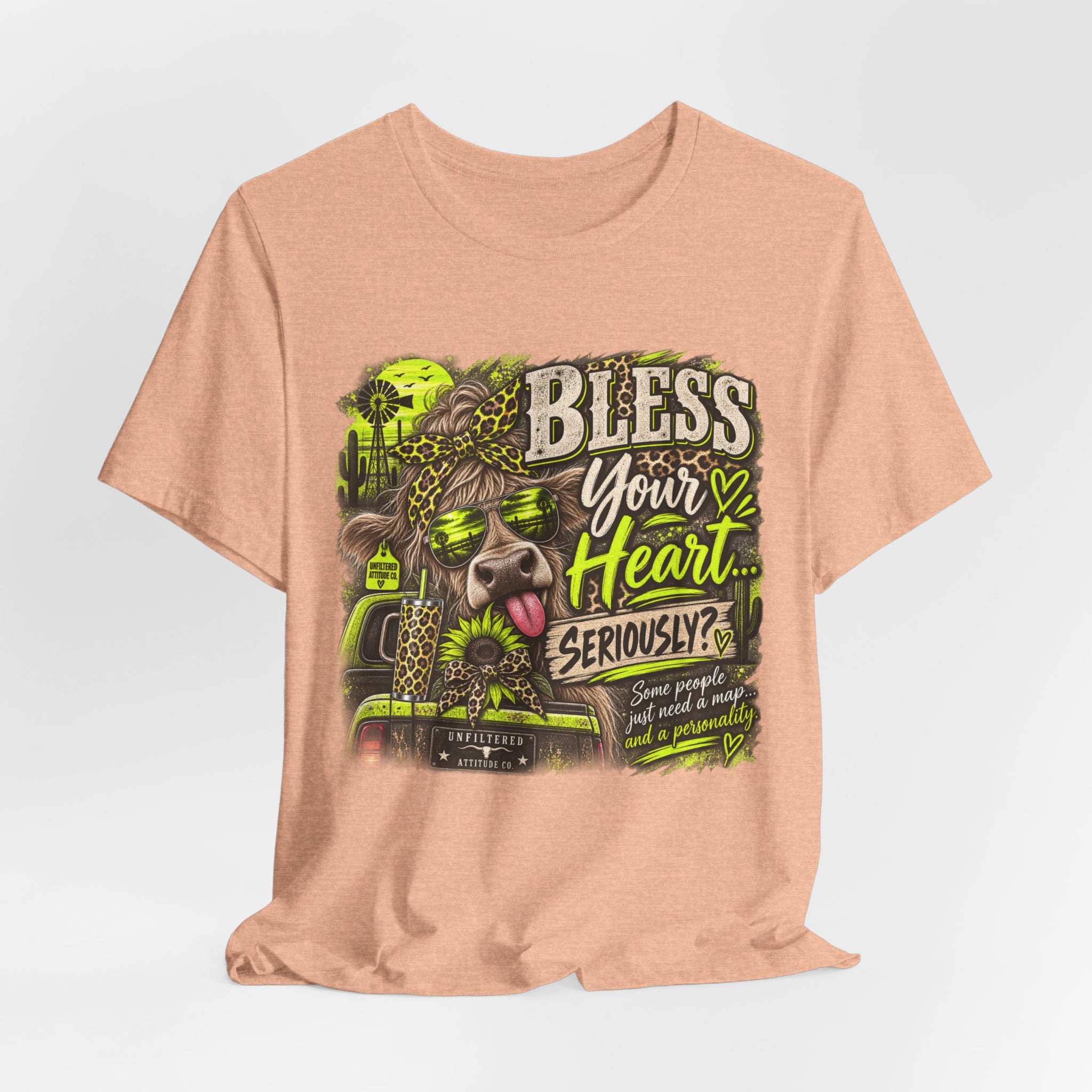 T‑Shirt — "Bless Your Heart... Seriously?" Cow Graphic Tee