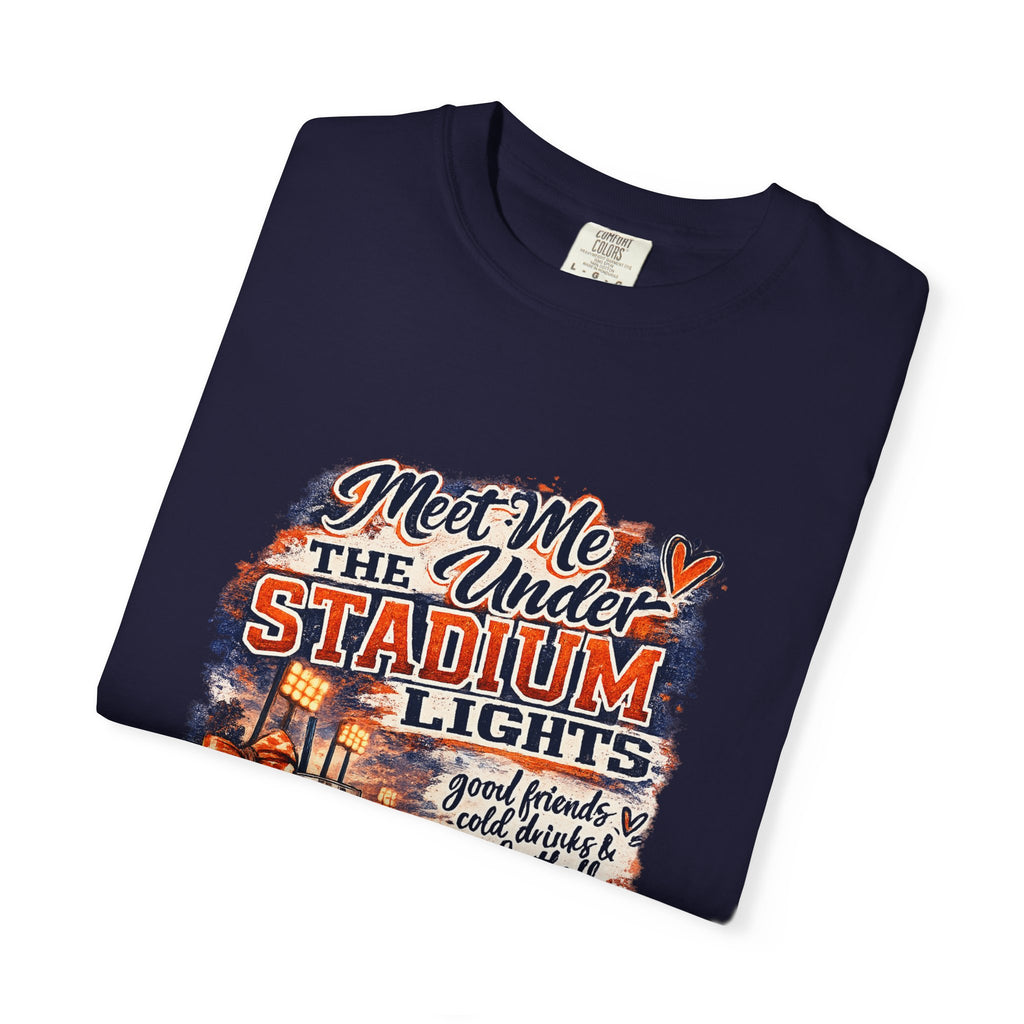 Stadium Lights Football Graphic T-Shirt — "Meet Me Under the Stadium Lights"