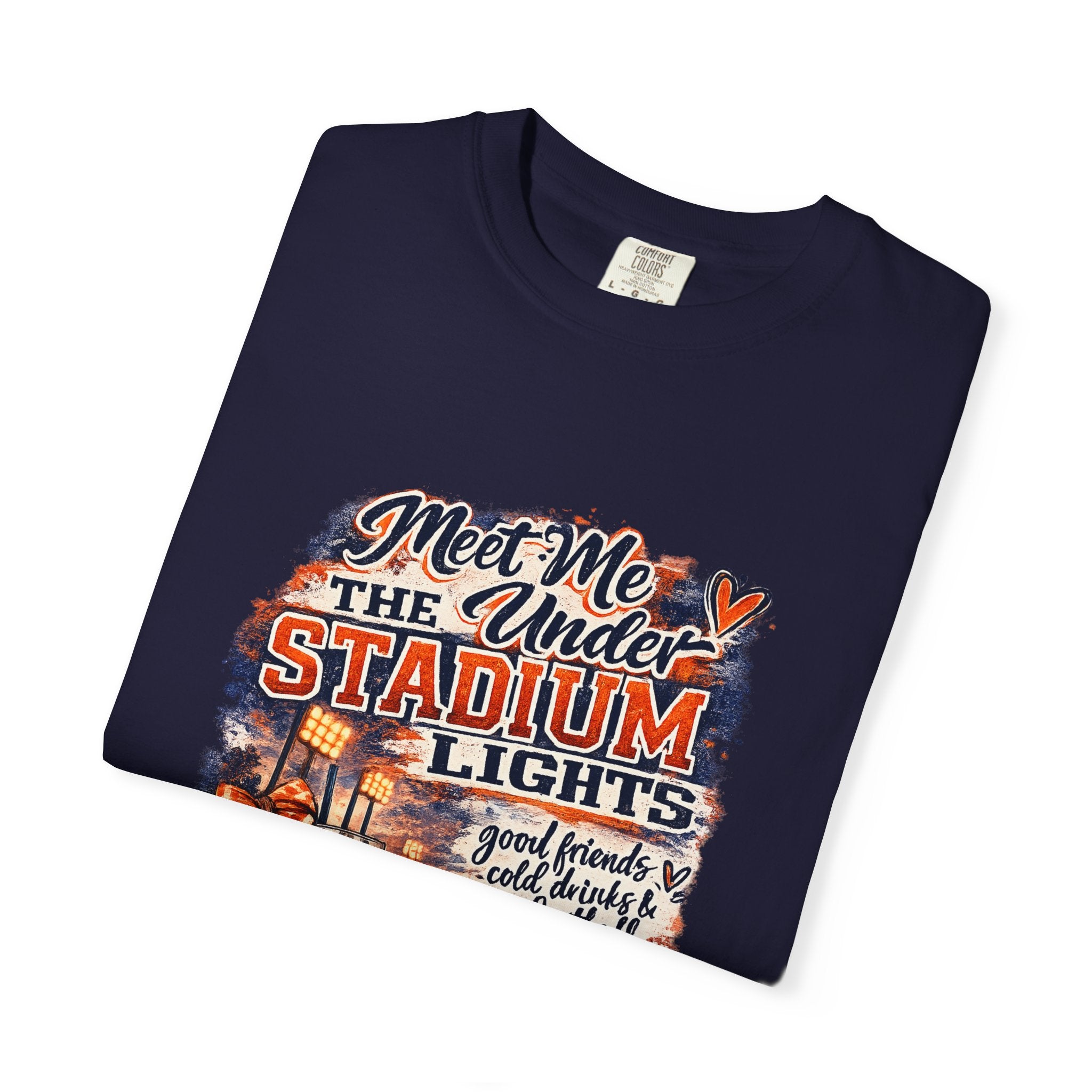 Stadium Lights Football Graphic T-Shirt — "Meet Me Under the Stadium Lights"