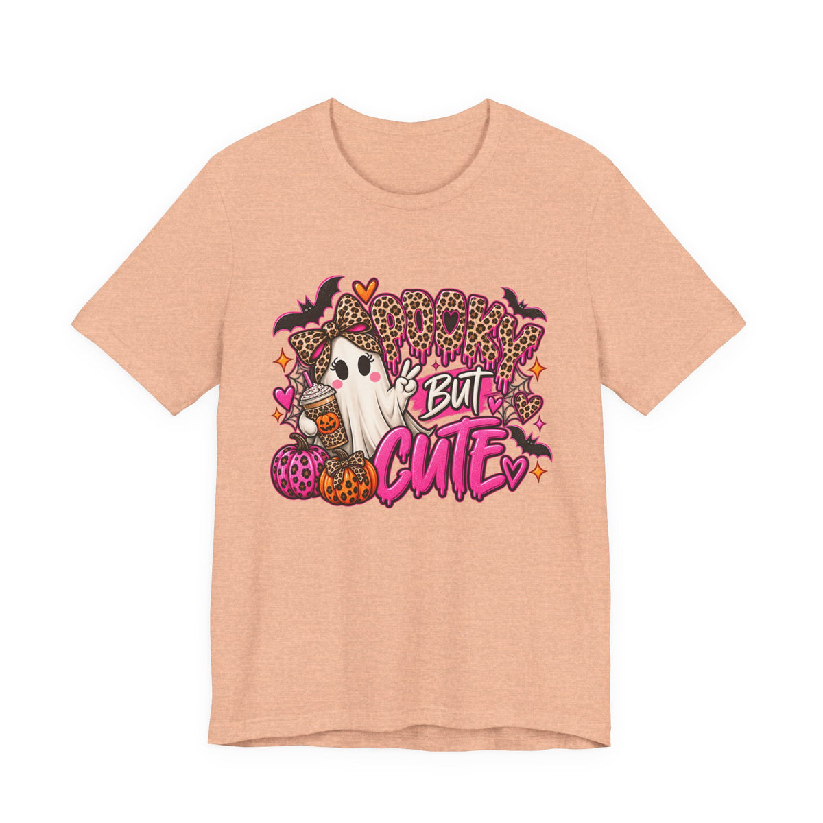 Spooky But Cute – Leopard Print Ghost Halloween Graphic Tee