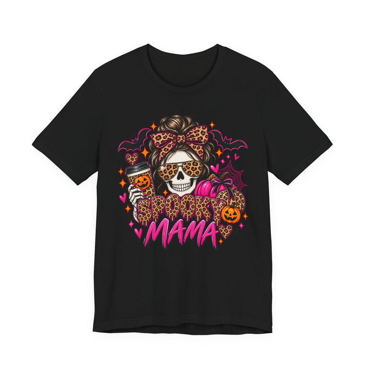 Spooky Mama – Leopard Print Halloween Graphic Tee
