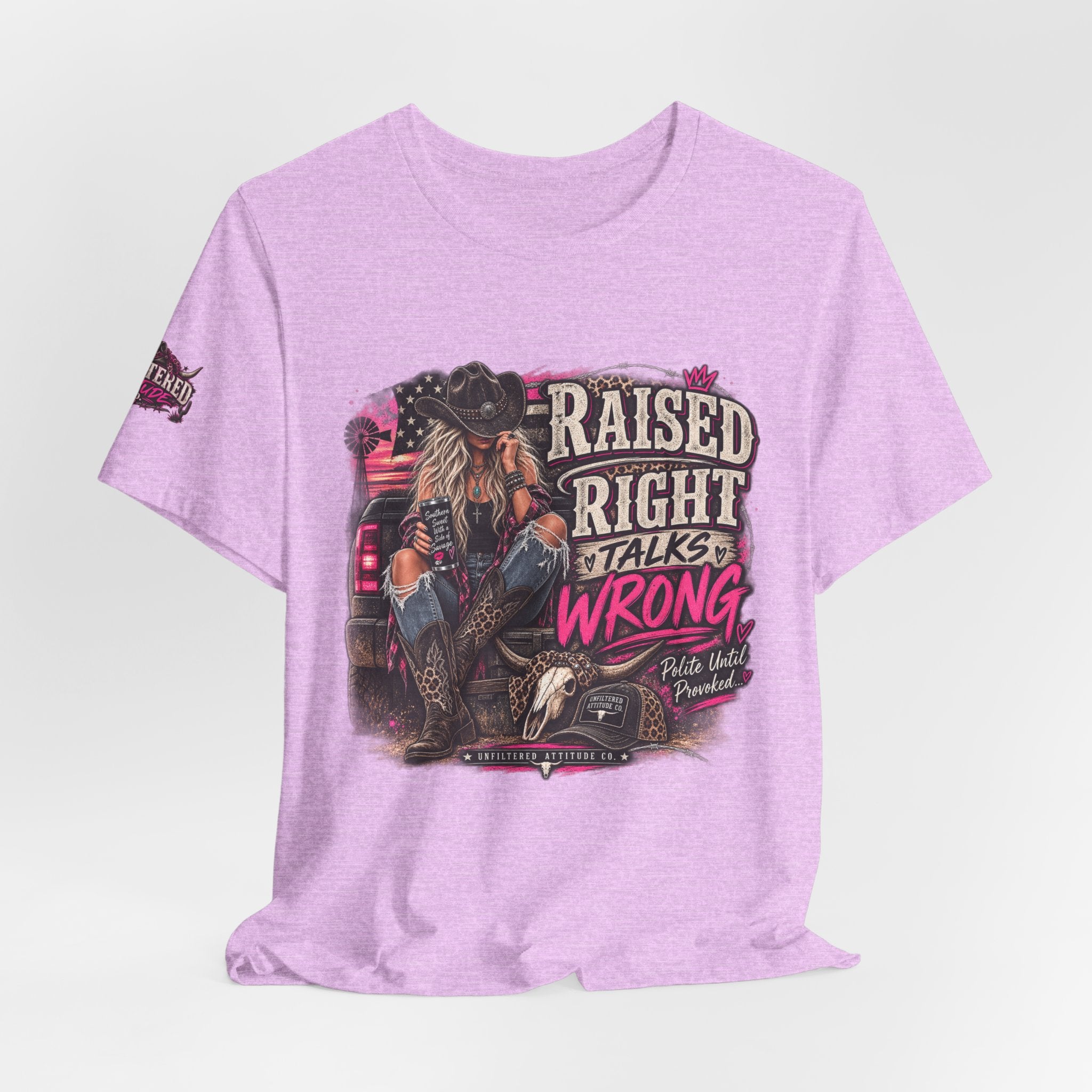 Raised Right Talks Wrong Graphic Tee — Country Cowgirl Western Shirt