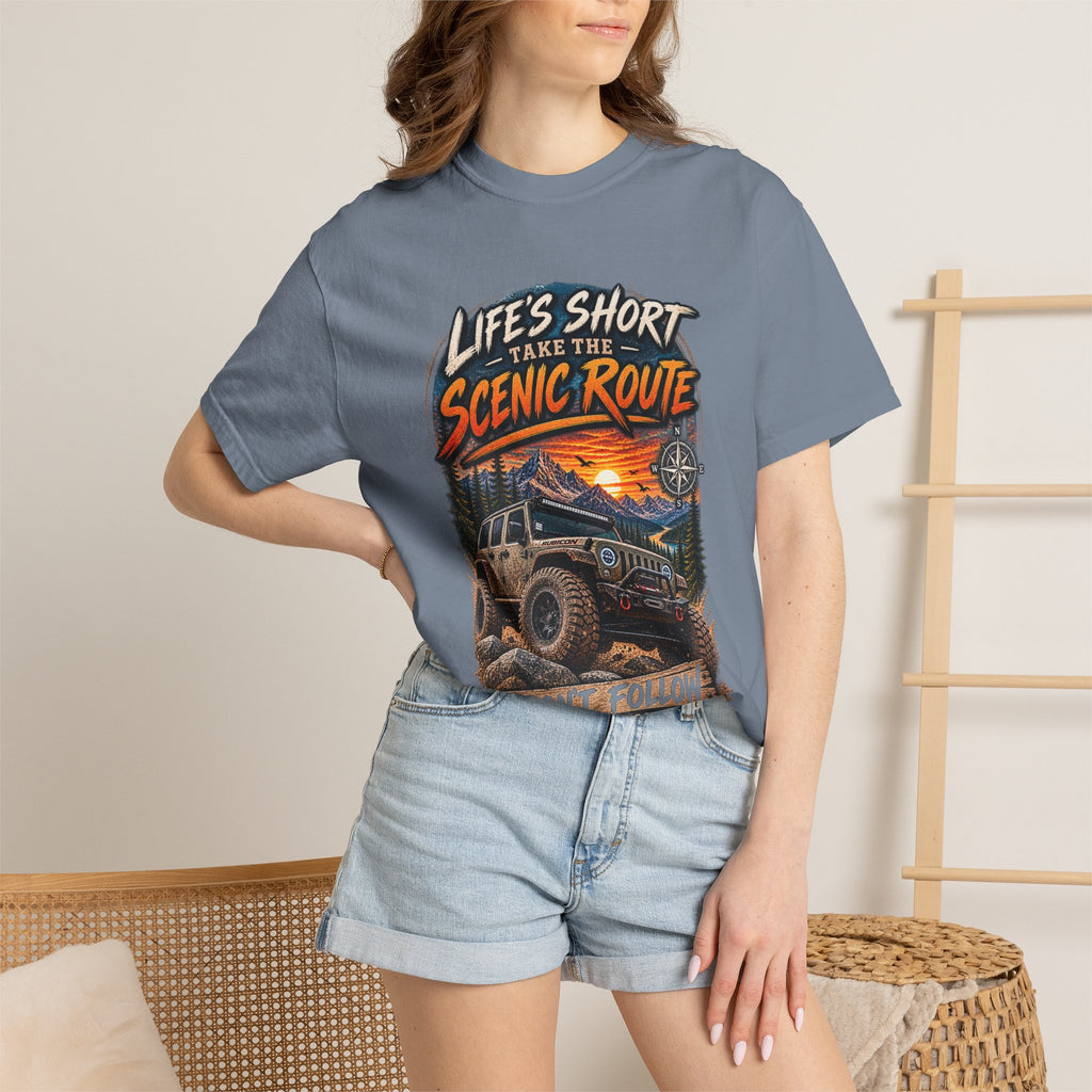 Scenic Route Off-Road T-Shirt — "Life's Short, Take the Scenic Route" Jeep Adventure Tee