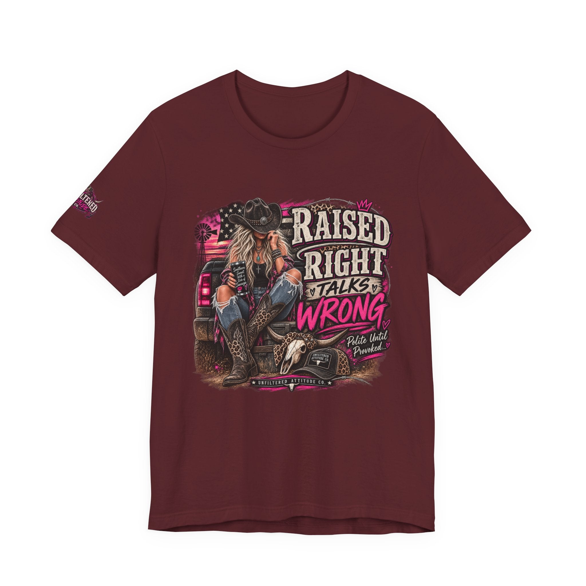 Raised Right Talks Wrong Graphic Tee — Country Cowgirl Western Shirt