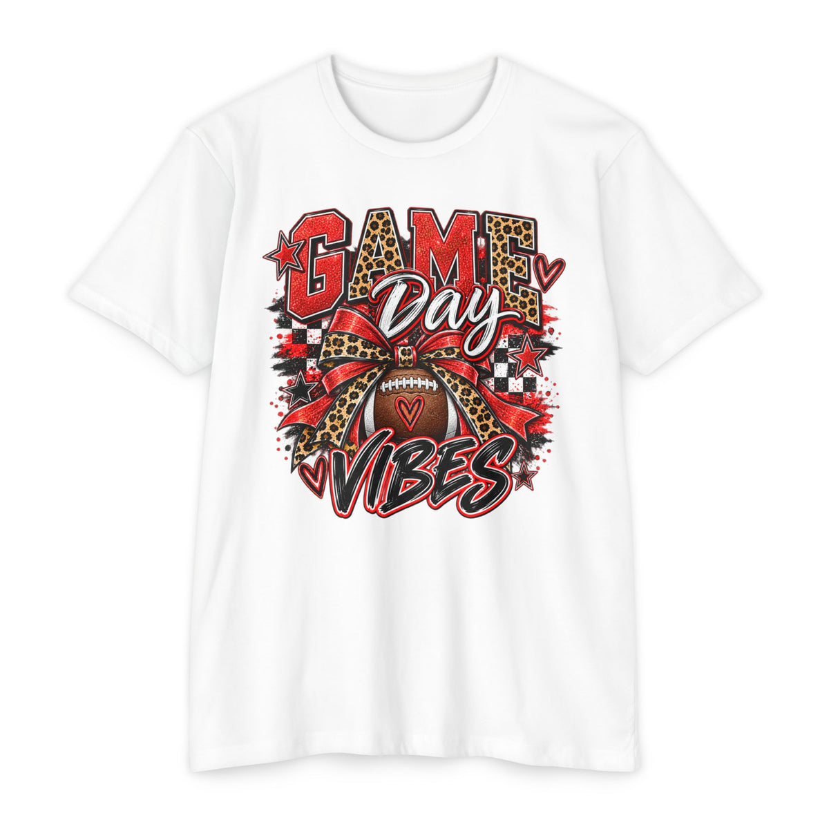 Game Day Vibes – Red & Black Football Graphic Tee