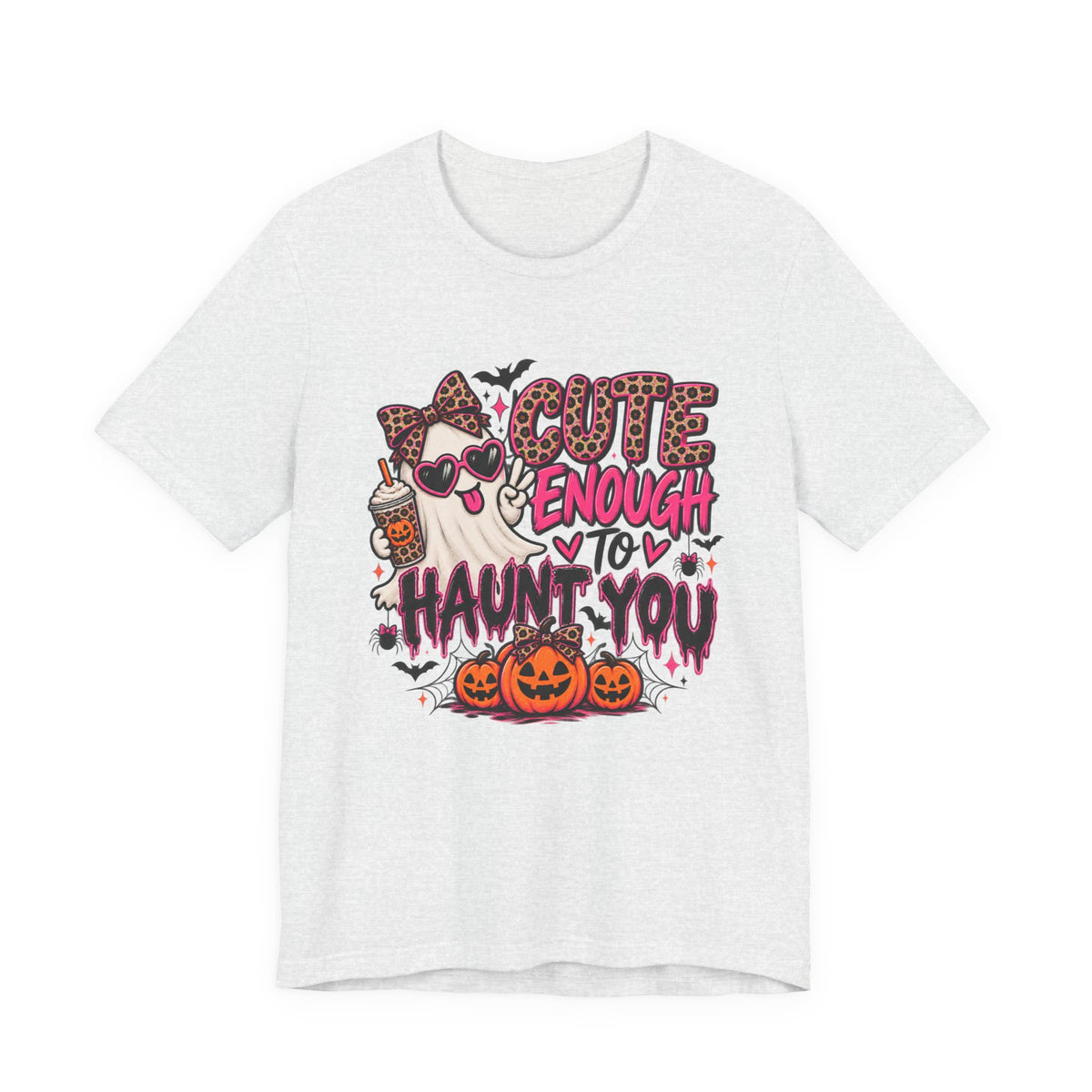 Cute Enough to Haunt You – Leopard Print Halloween Graphic Tee