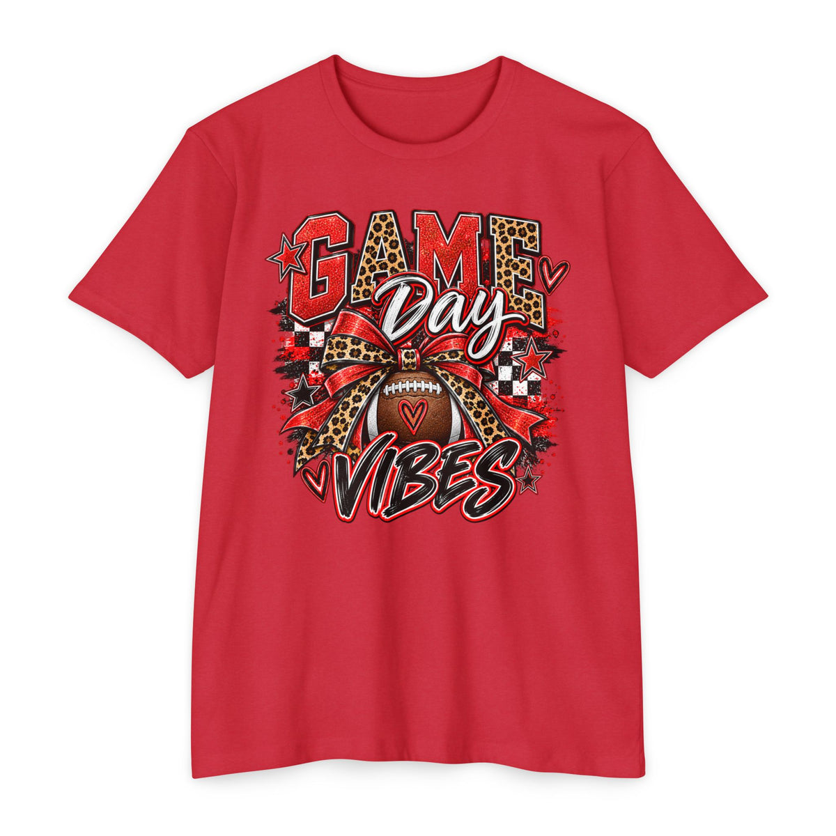 Game Day Vibes – Red & Black Football Graphic Tee