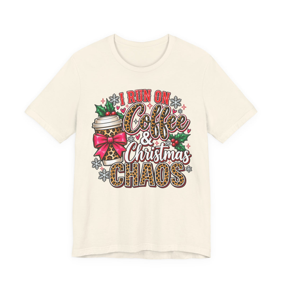 I Run on Coffee & Christmas Chaos Funny Holiday Graphic Tee