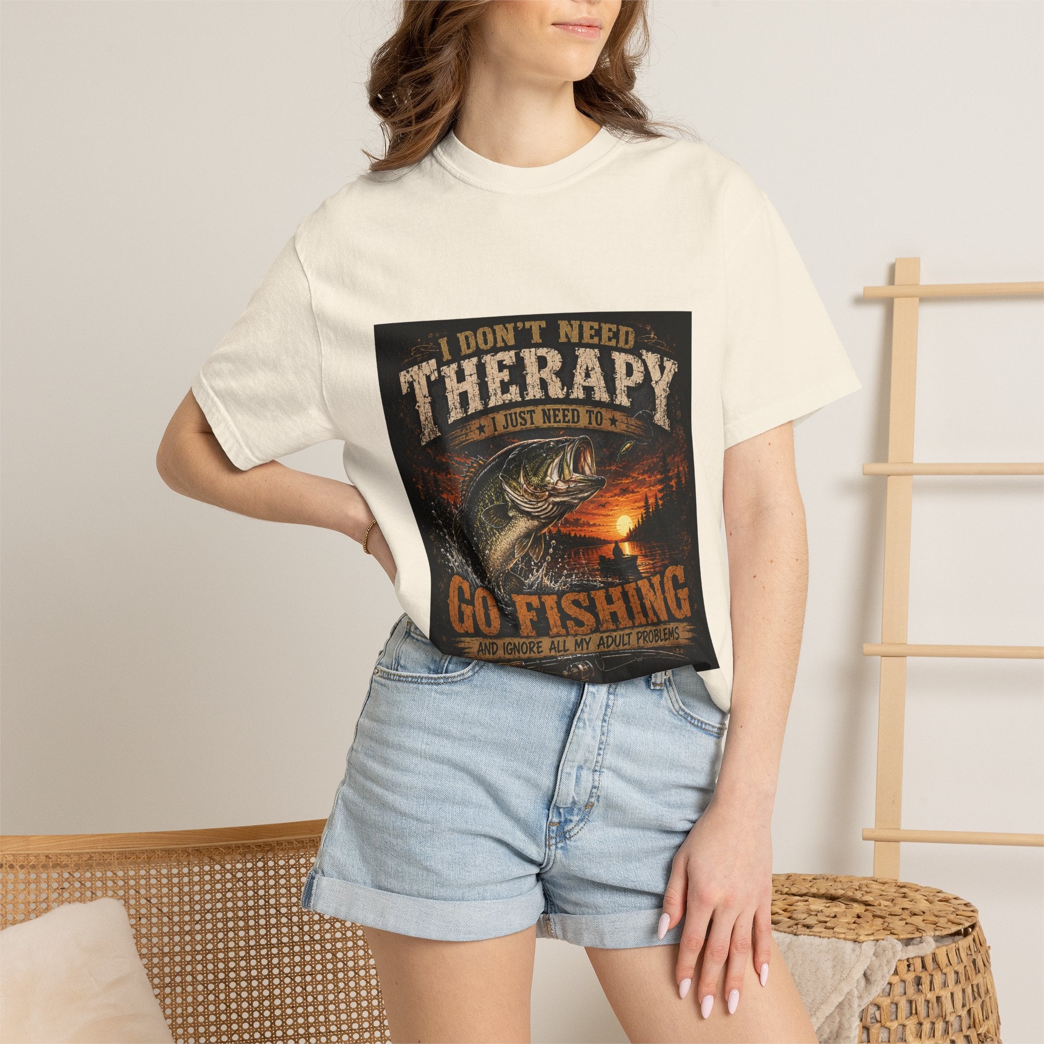 Fishing Therapy T-Shirt — “I Don’t Need Therapy, I Just Need To Go Fishing” Fishing Graphic Tee