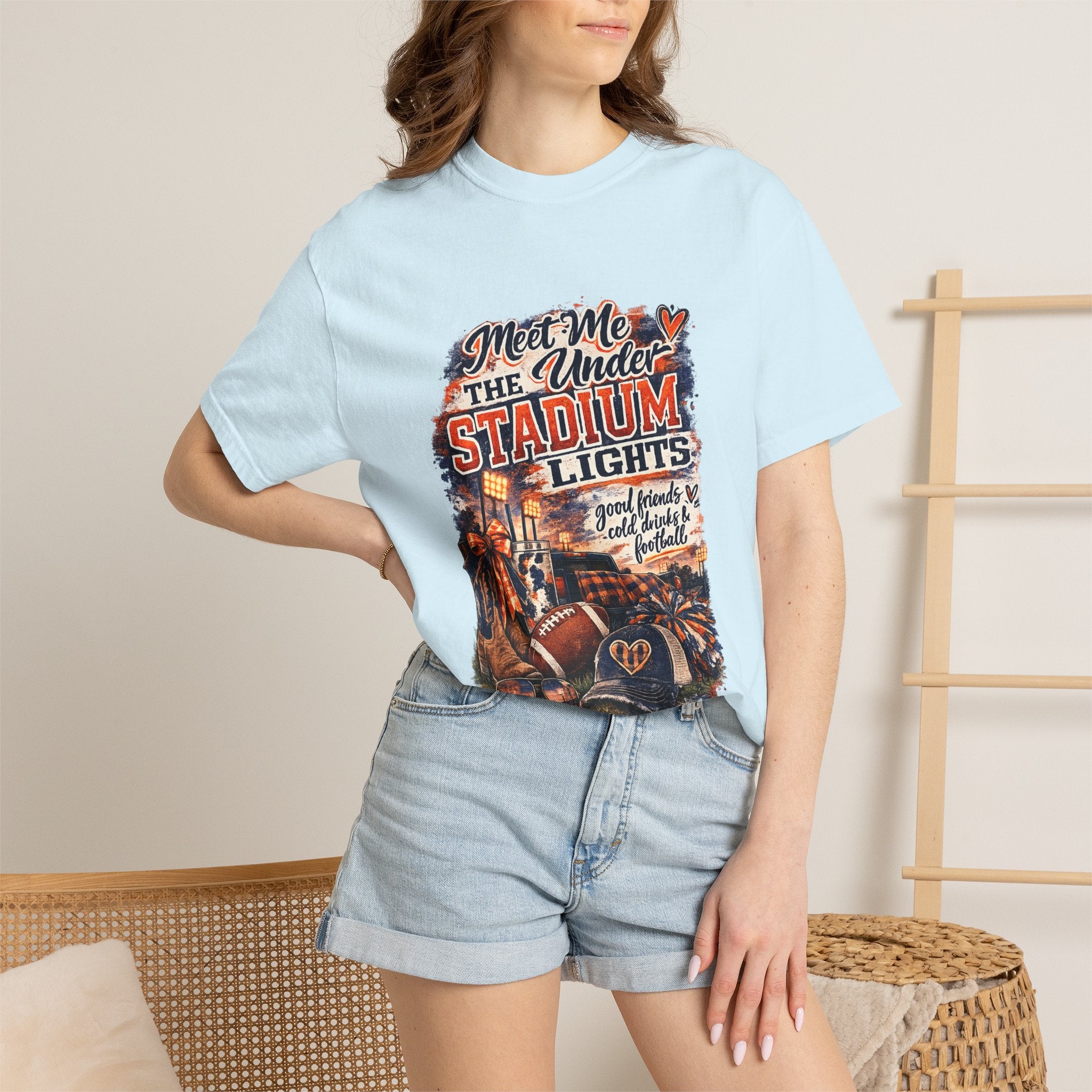 Stadium Lights Football Graphic T-Shirt — "Meet Me Under the Stadium Lights"