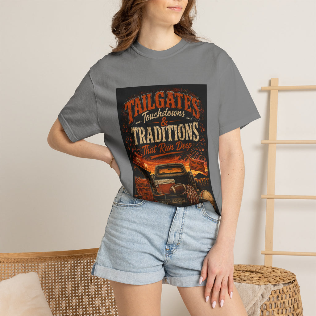 Tailgates & Touchdowns T-Shirt — Tailgate Traditions Football Game Day Tee