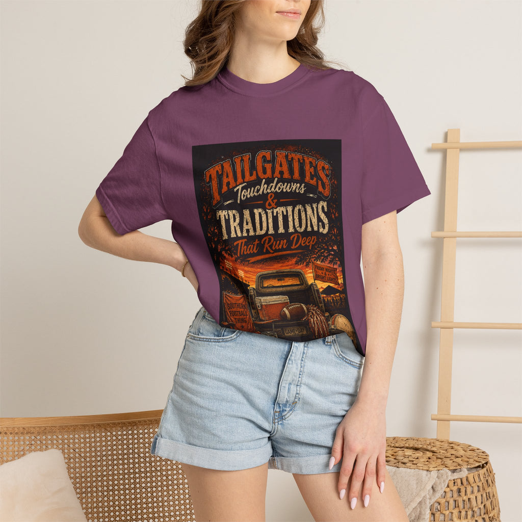 Tailgates & Touchdowns T-Shirt — Tailgate Traditions Football Game Day Tee