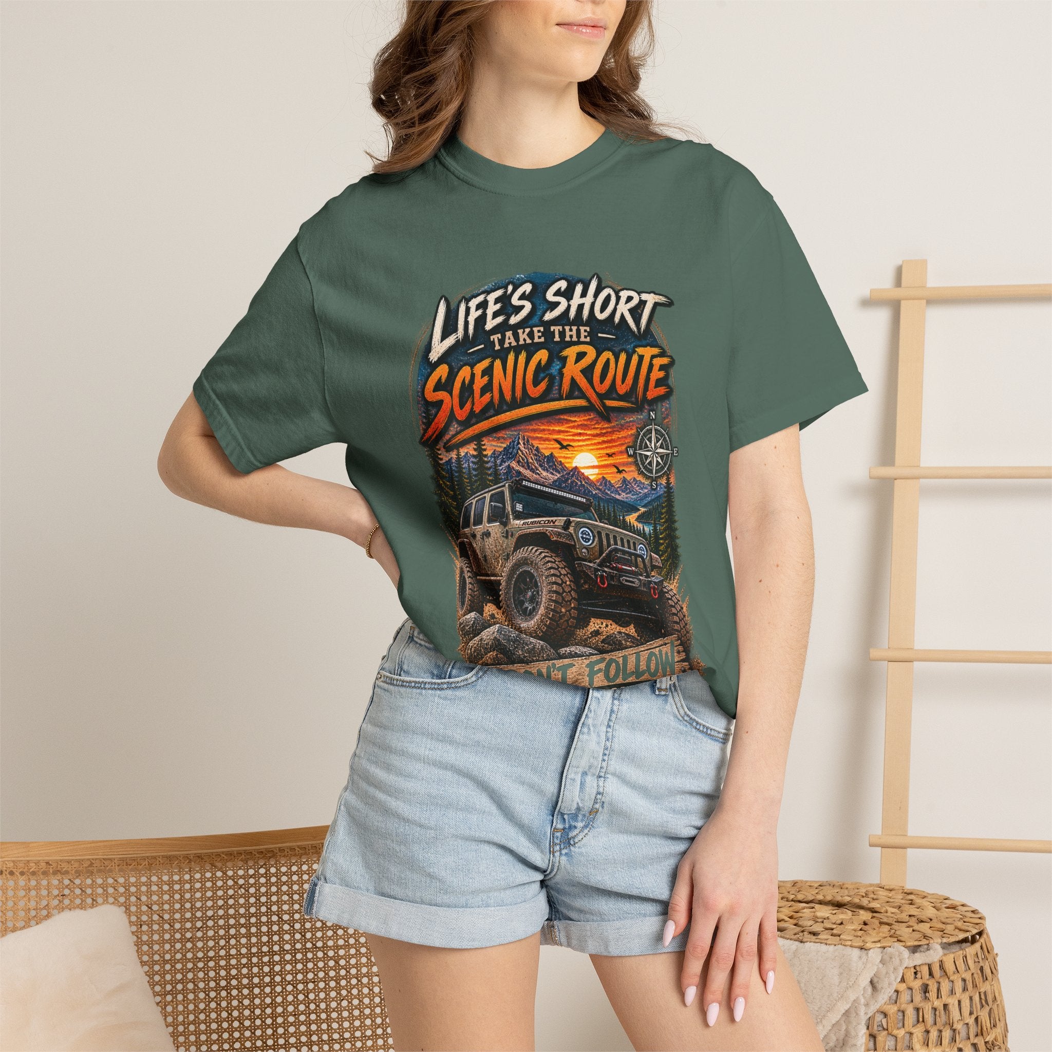 Scenic Route Off-Road T-Shirt — "Life's Short, Take the Scenic Route" Jeep Adventure Tee