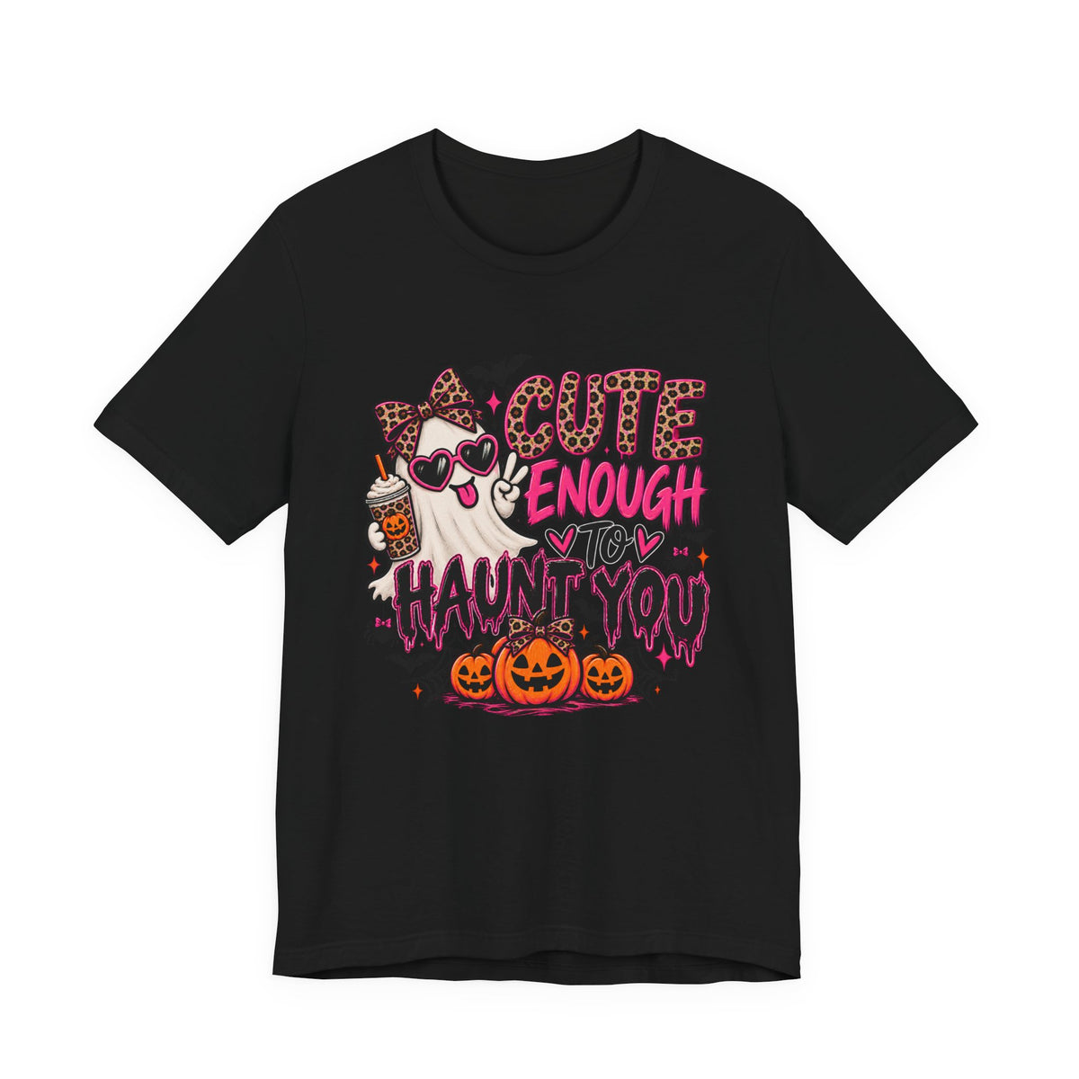 Cute Enough to Haunt You – Leopard Print Halloween Graphic Tee