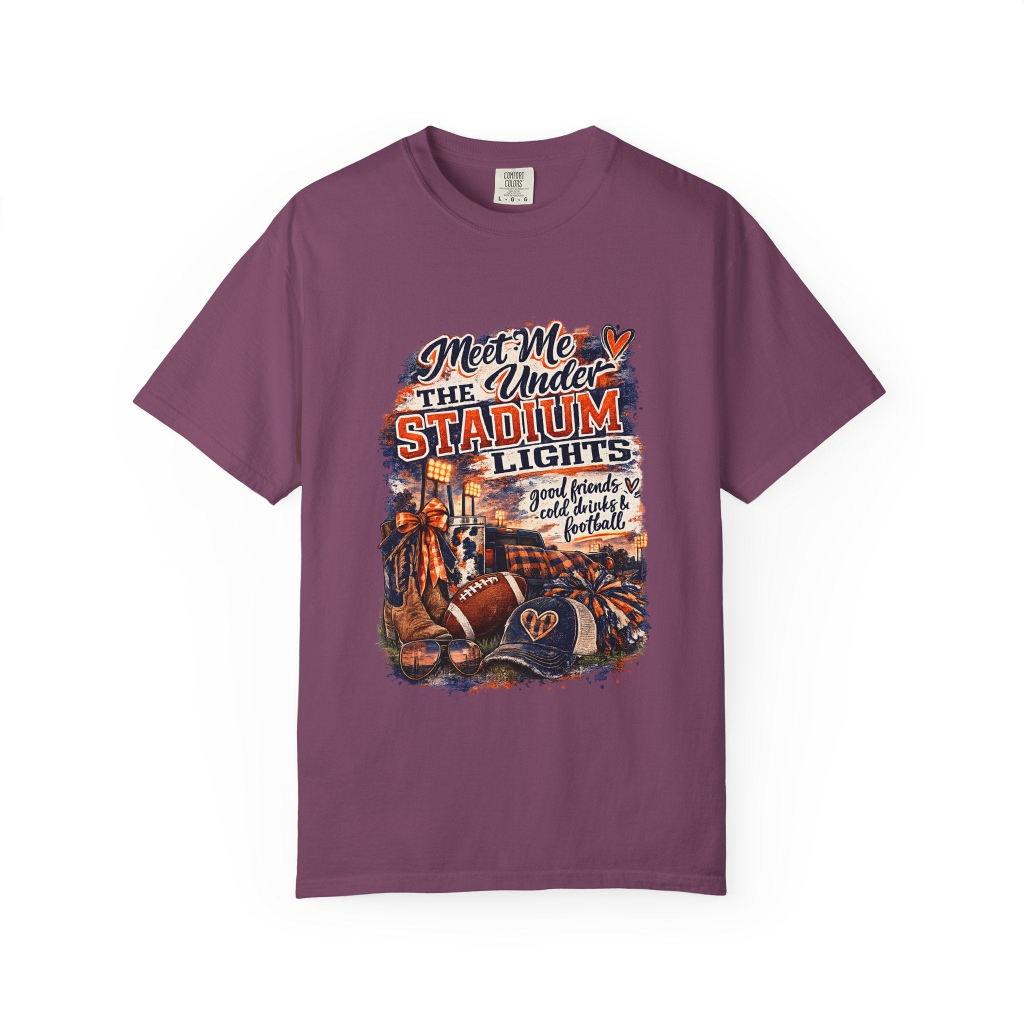 Stadium Lights Football Graphic T-Shirt — "Meet Me Under the Stadium Lights"