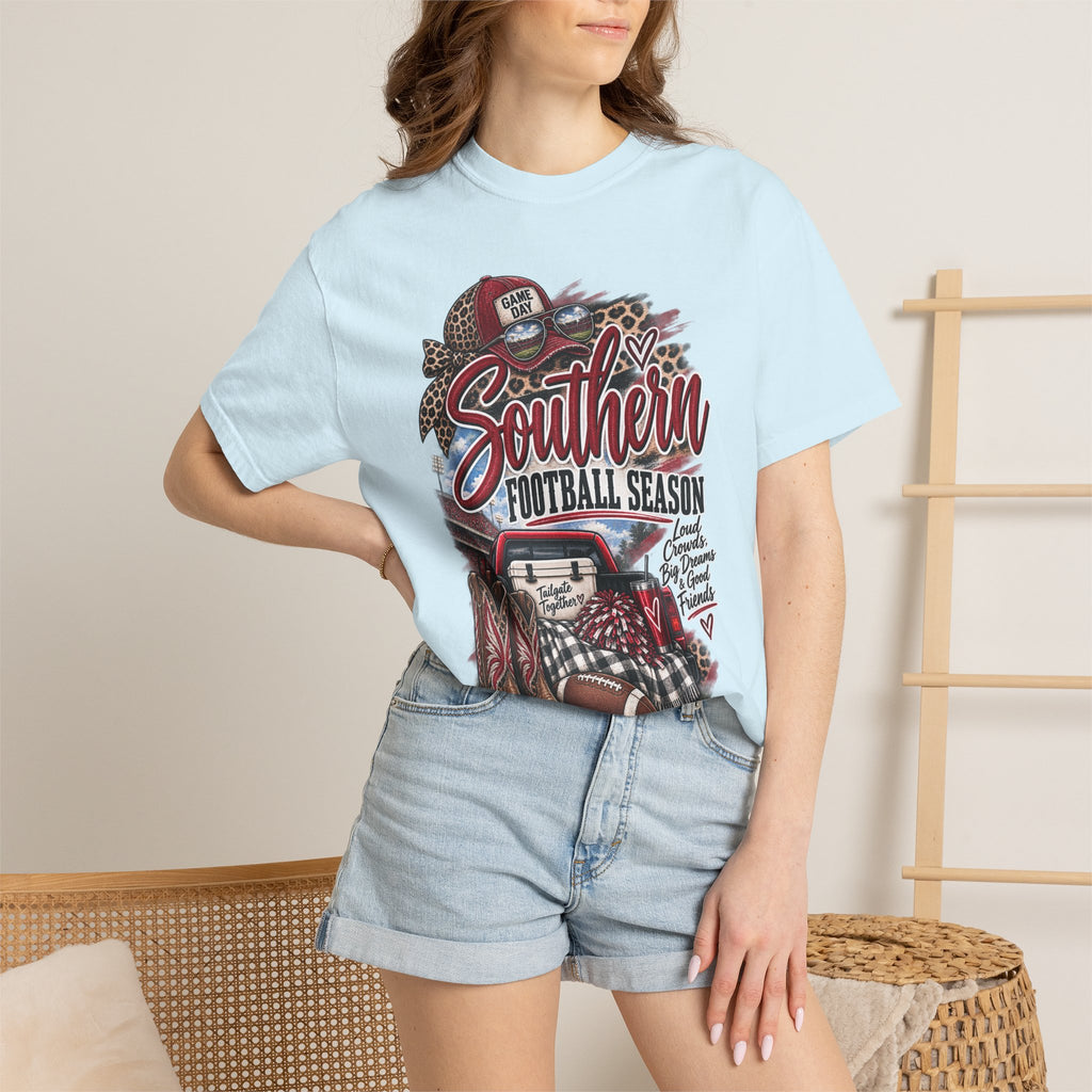 Southern Football Season T-Shirt — Vintage Truck, Cowboy Boots & Helmet Tailgate Tee