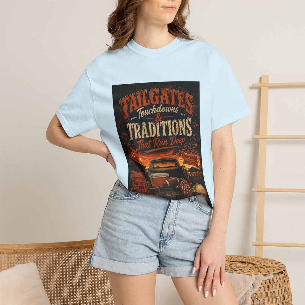 Tailgates & Touchdowns T-Shirt — Tailgate Traditions Football Game Day Tee