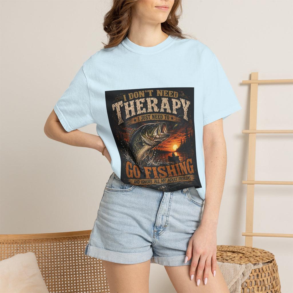 Fishing Therapy T-Shirt — “I Don’t Need Therapy, I Just Need To Go Fishing” Fishing Graphic Tee
