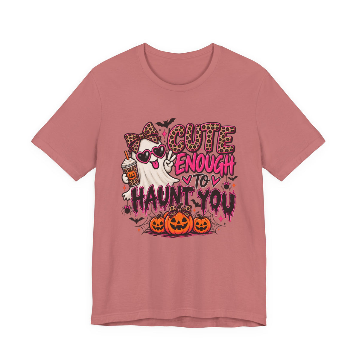 Cute Enough to Haunt You – Leopard Print Halloween Graphic Tee