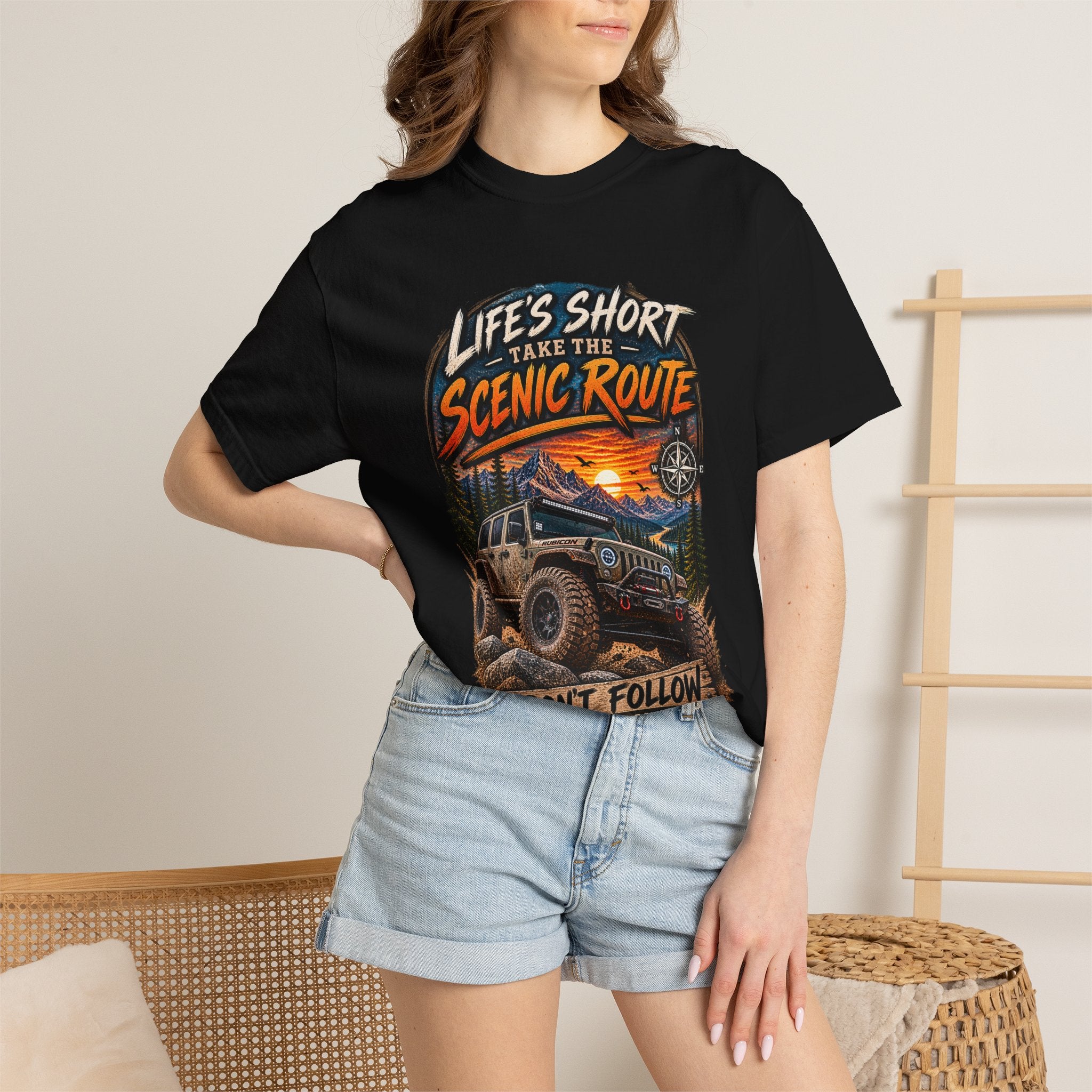 Scenic Route Off-Road T-Shirt — "Life's Short, Take the Scenic Route" Jeep Adventure Tee