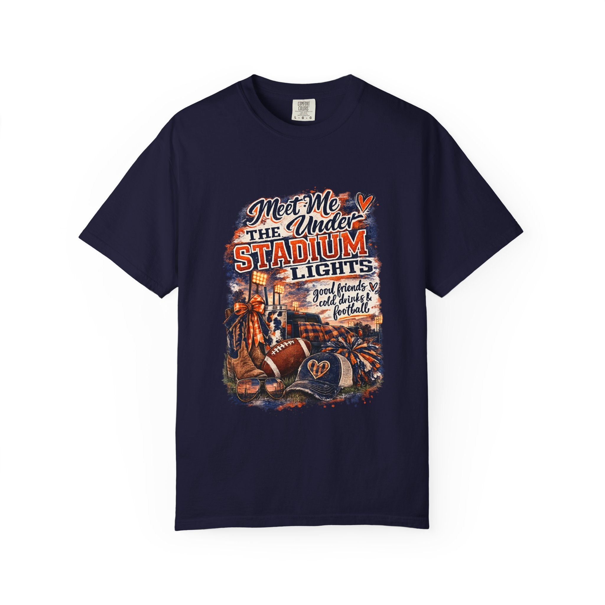 Stadium Lights Football Graphic T-Shirt — "Meet Me Under the Stadium Lights"