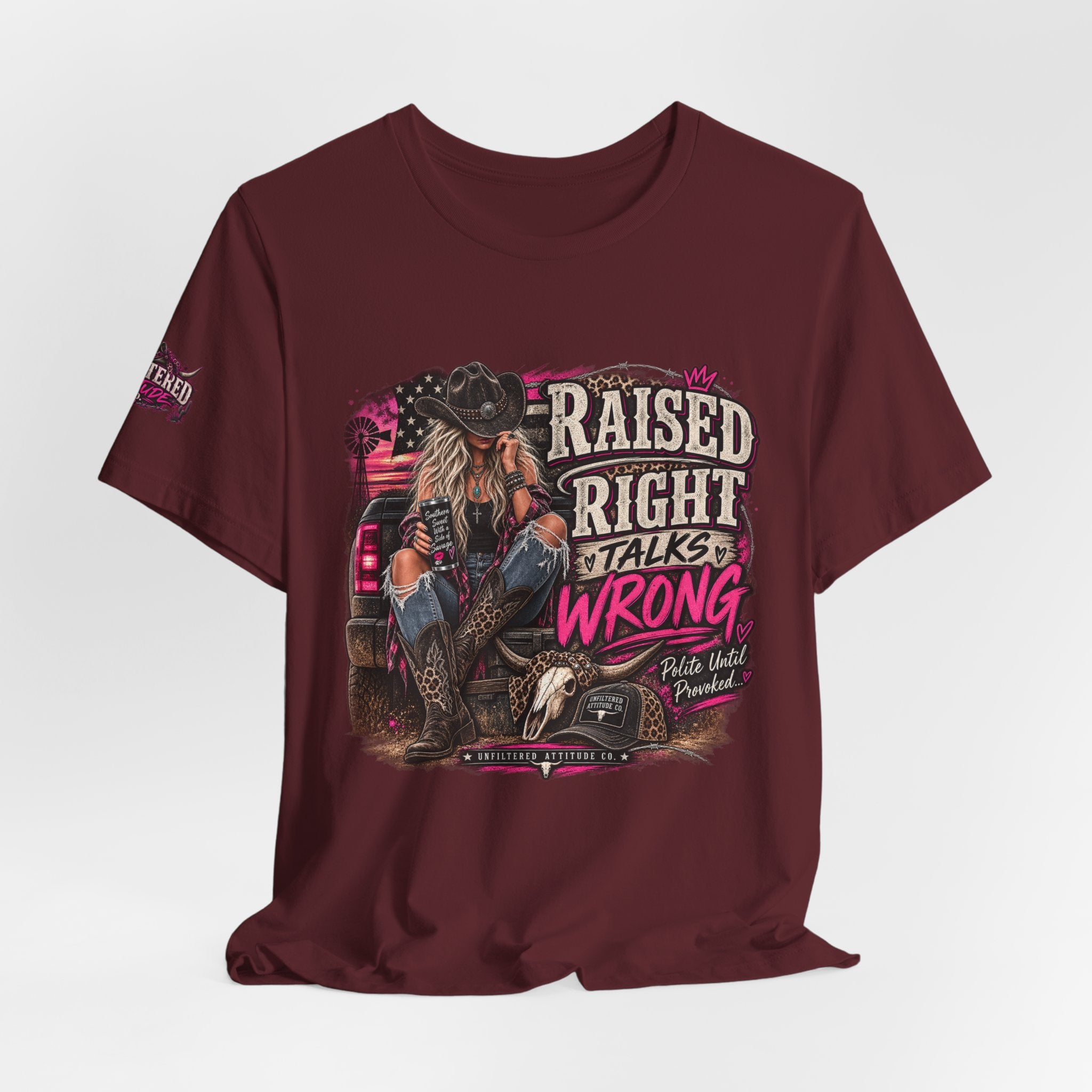 Raised Right Talks Wrong Graphic Tee — Country Cowgirl Western Shirt
