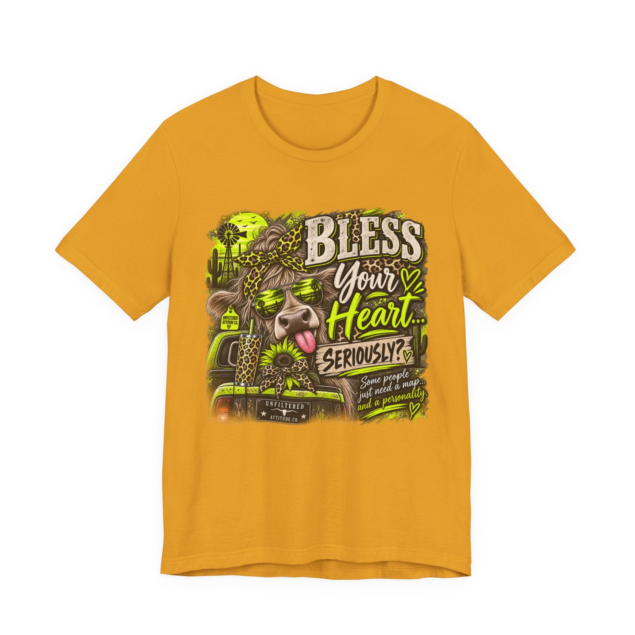 T‑Shirt — "Bless Your Heart... Seriously?" Cow Graphic Tee