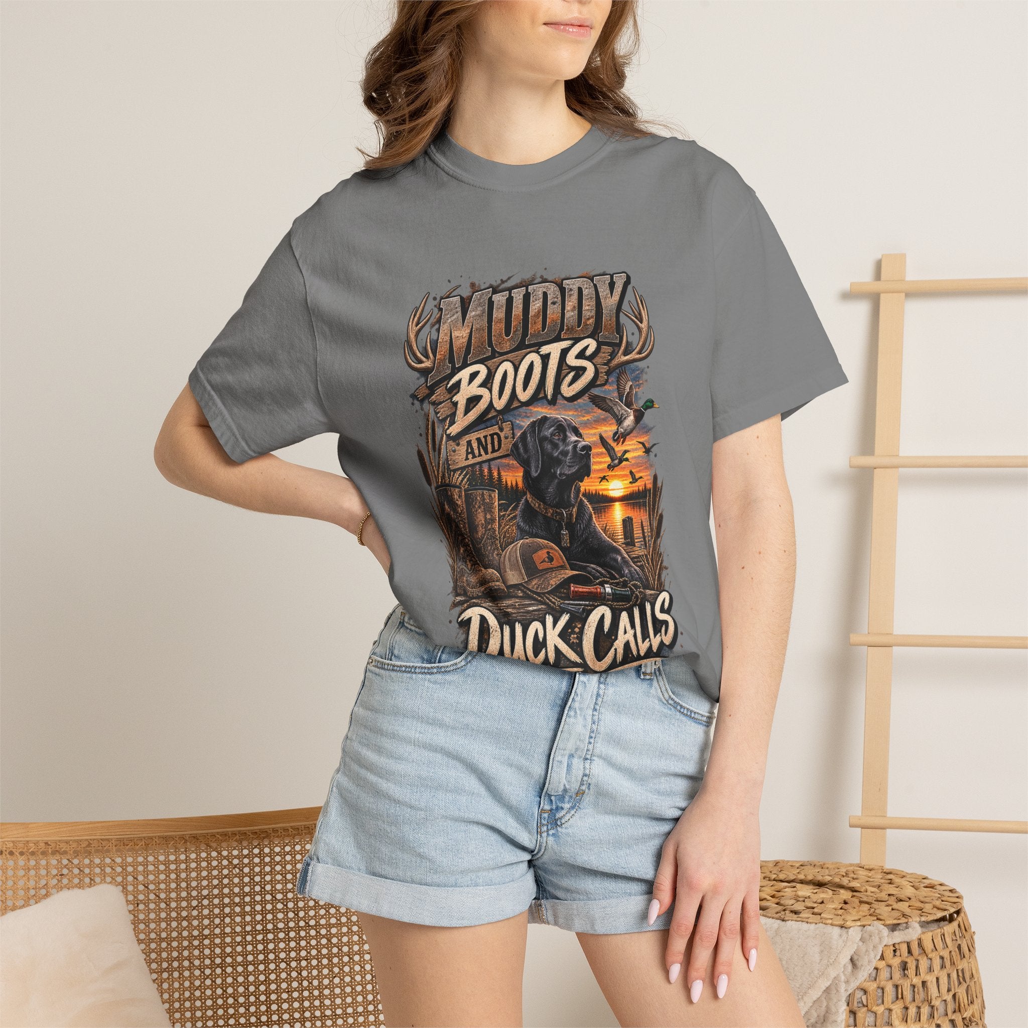 Duck Hunting T-Shirt — "Muddy Boots and Duck Calls" Graphic Tee for Hunters