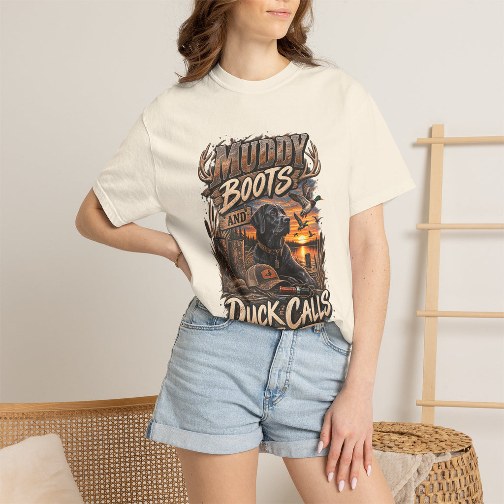 Duck Hunting T-Shirt — "Muddy Boots and Duck Calls" Graphic Tee for Hunters