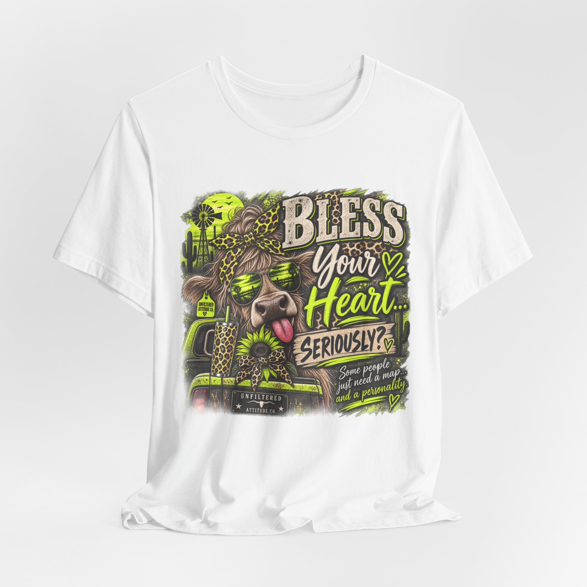 T‑Shirt — "Bless Your Heart... Seriously?" Cow Graphic Tee