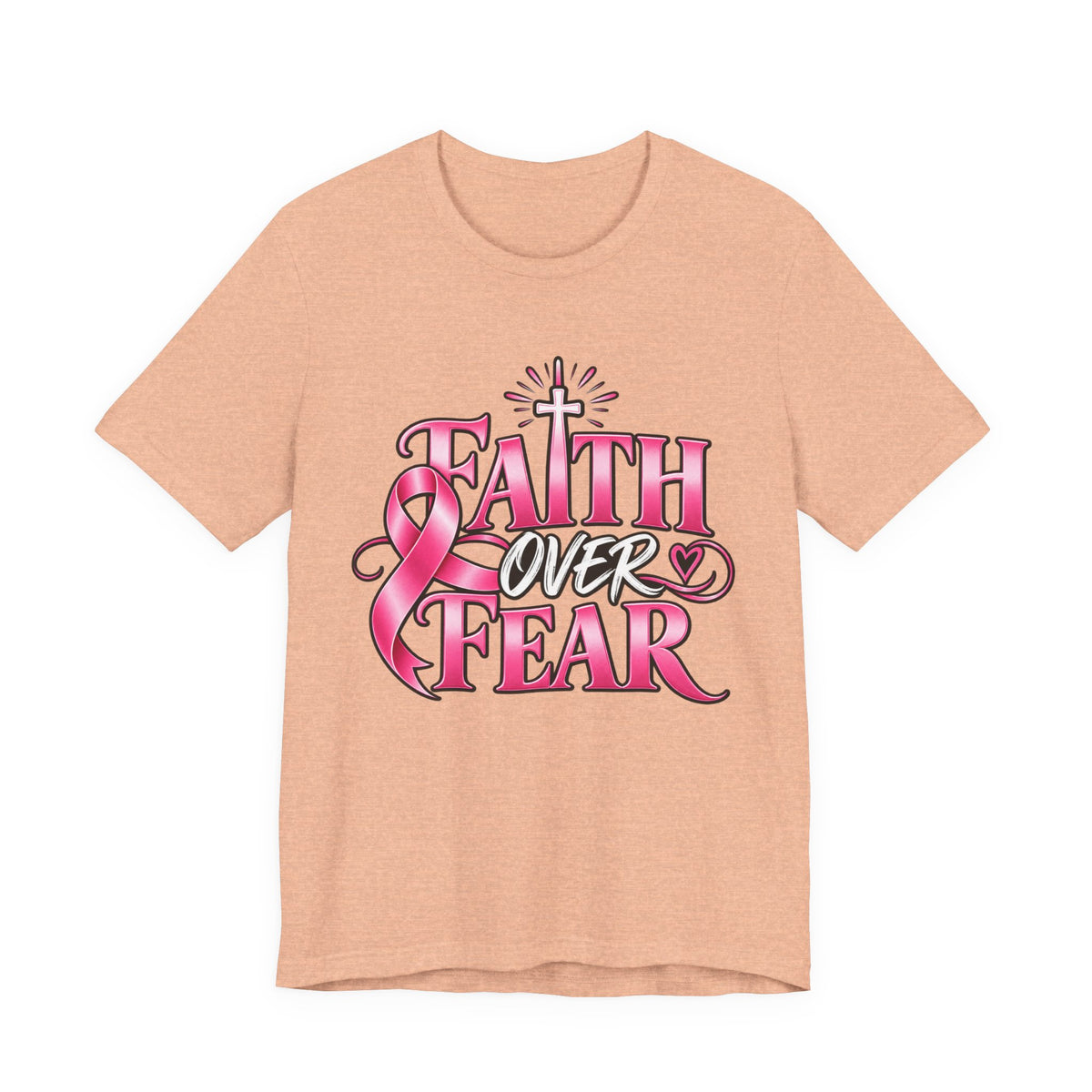Faith Over Fear Breast Cancer Awareness Shirt – Pink Ribbon Graphic Tee