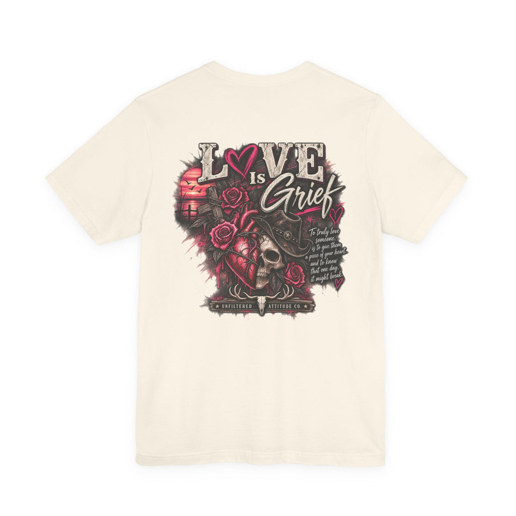 Love Is Grief Graphic Tee – Rose Skull Tribute Shirt