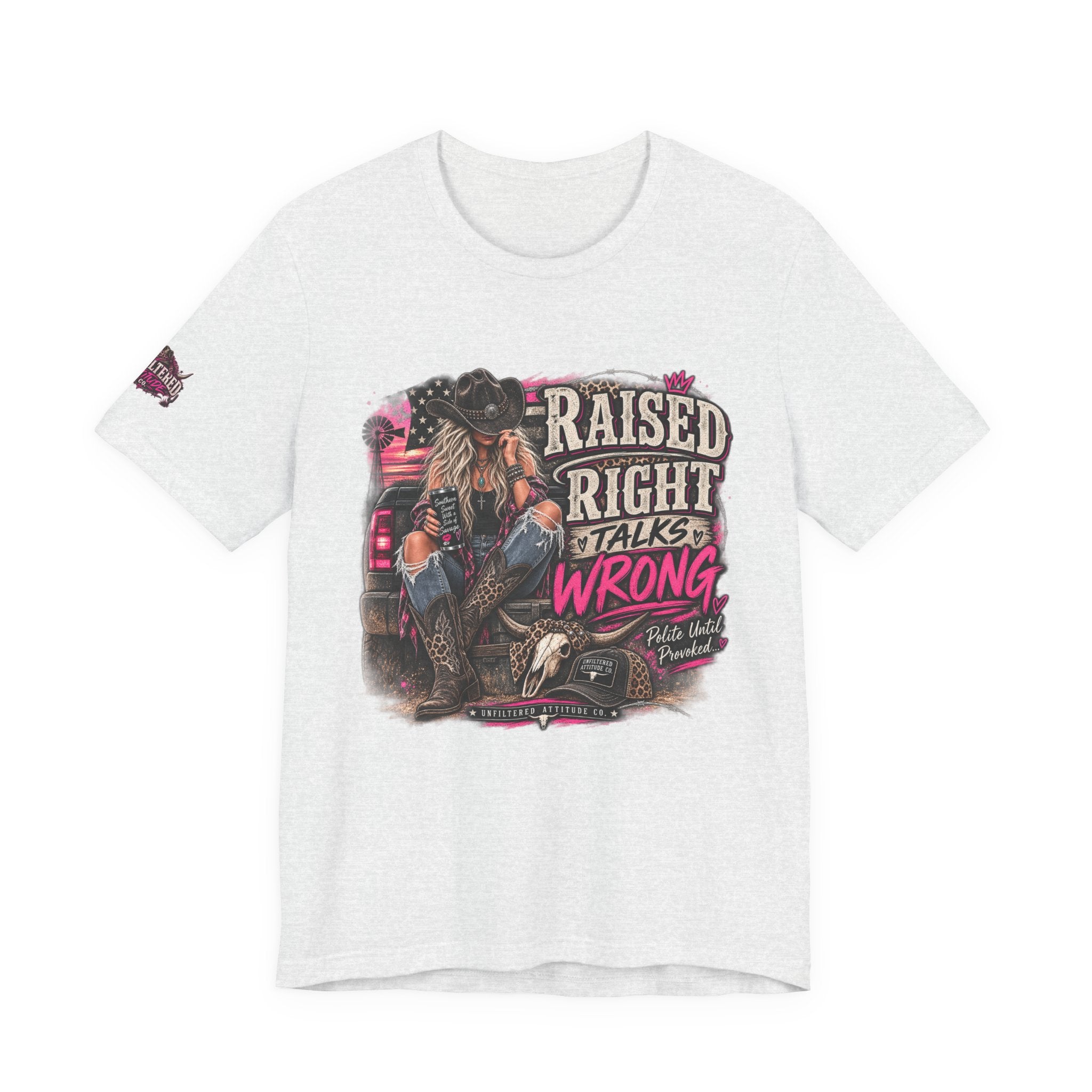 Raised Right Talks Wrong Graphic Tee — Country Cowgirl Western Shirt
