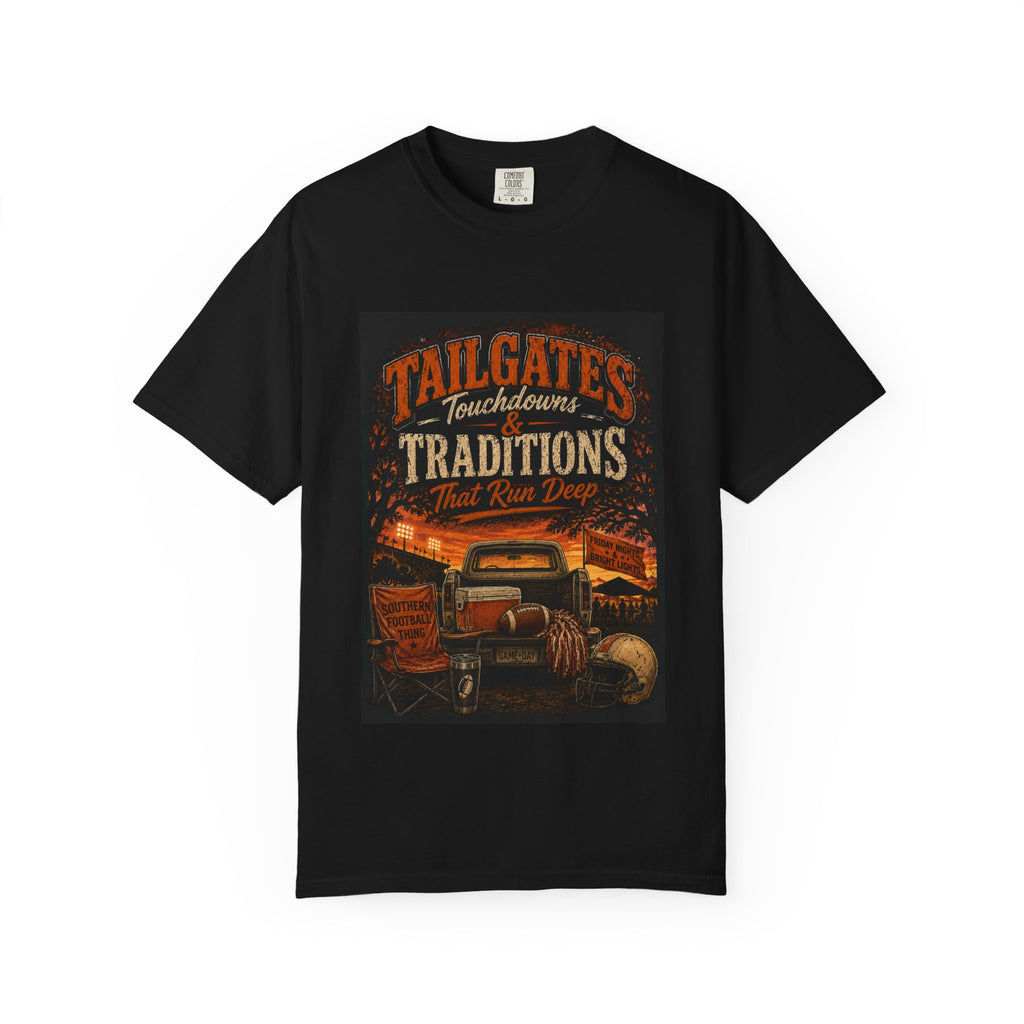 Tailgates & Touchdowns T-Shirt — Tailgate Traditions Football Game Day Tee