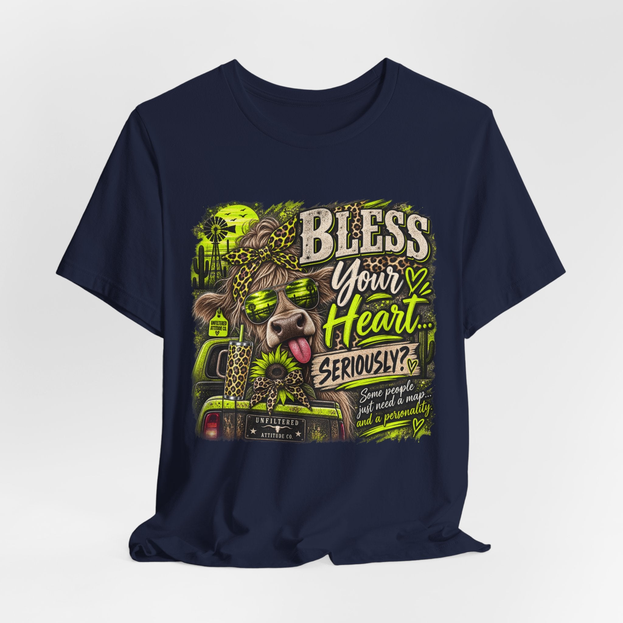 T‑Shirt — "Bless Your Heart... Seriously?" Cow Graphic Tee