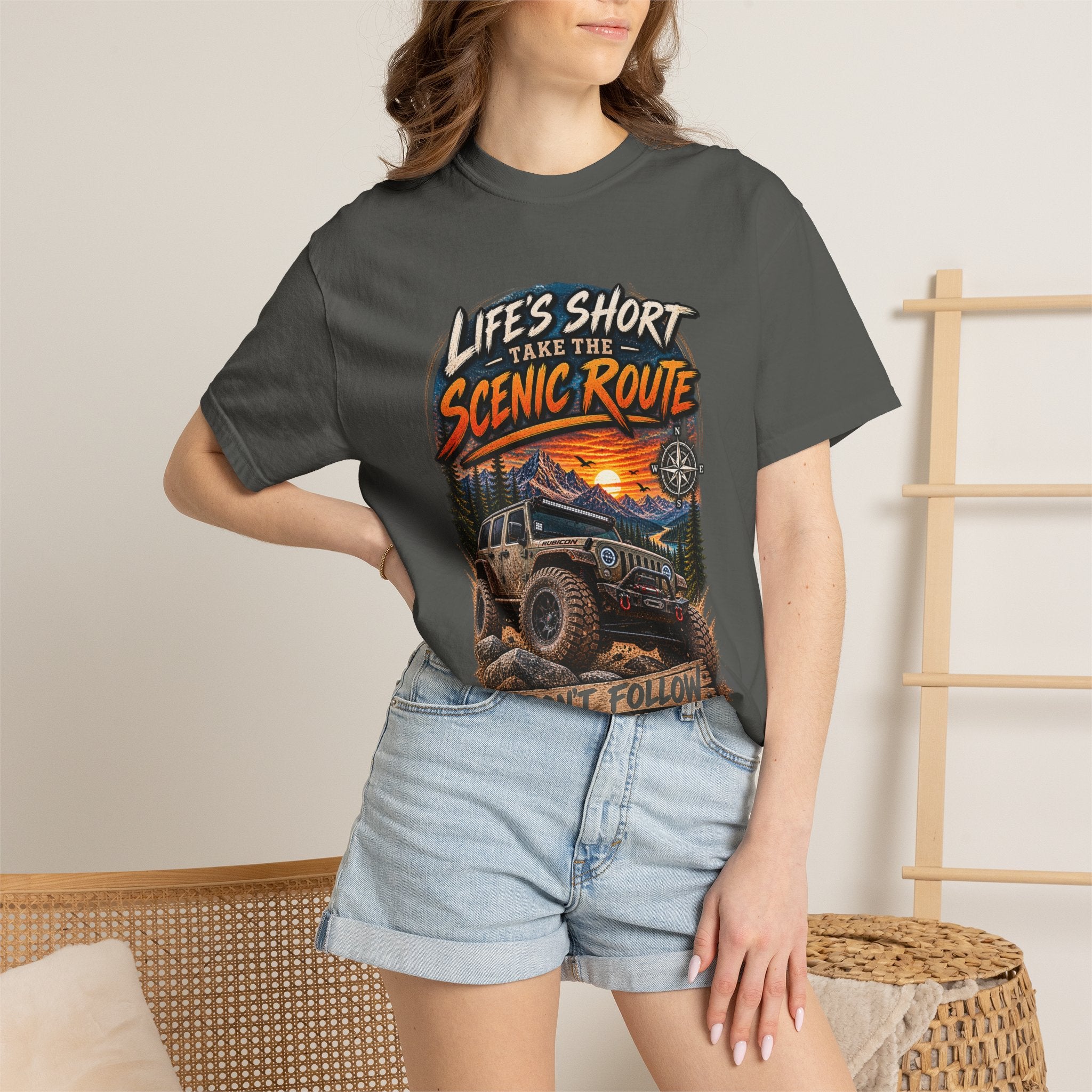 Scenic Route Off-Road T-Shirt — "Life's Short, Take the Scenic Route" Jeep Adventure Tee
