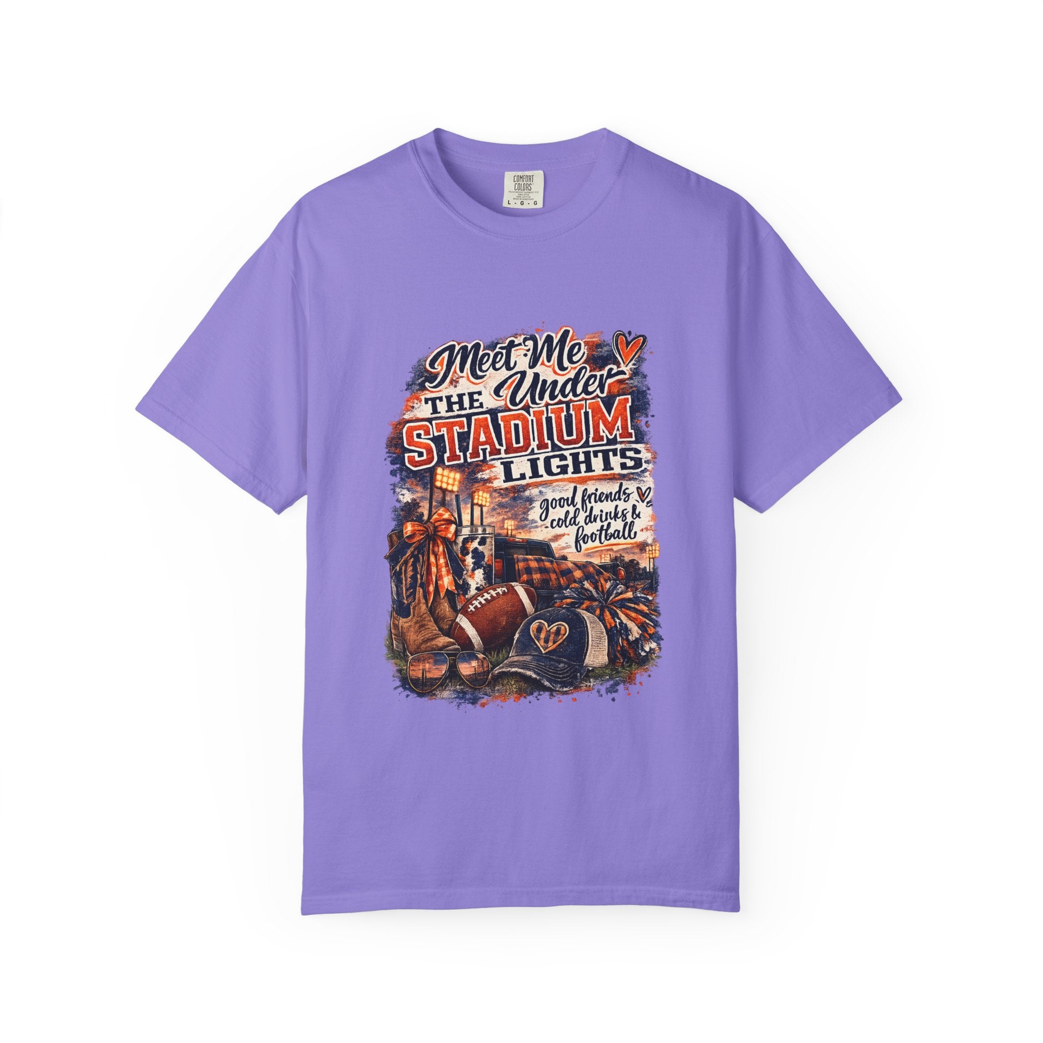 Stadium Lights Football Graphic T-Shirt — "Meet Me Under the Stadium Lights"