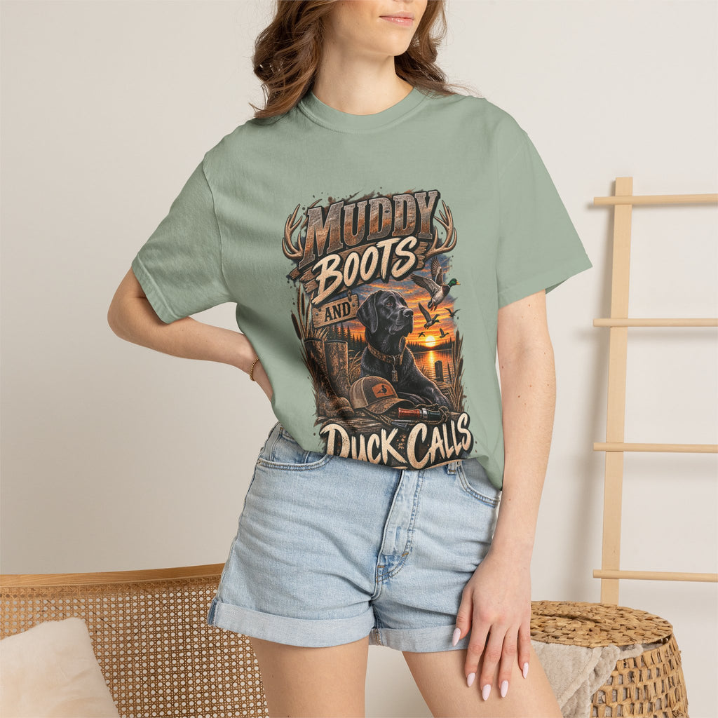 Duck Hunting T-Shirt — "Muddy Boots and Duck Calls" Graphic Tee for Hunters