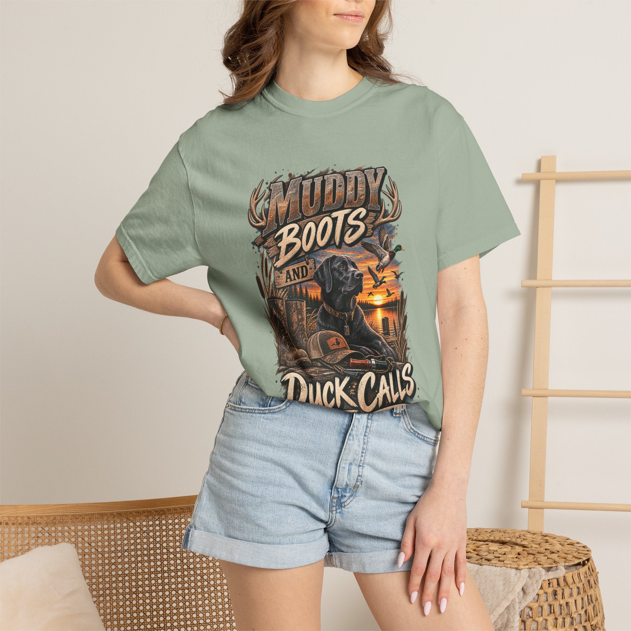 Duck Hunting T-Shirt — "Muddy Boots and Duck Calls" Graphic Tee for Hunters