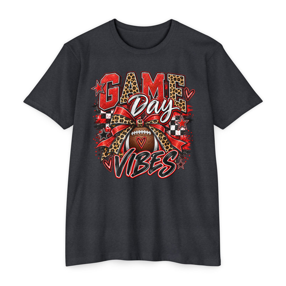 Game Day Vibes – Red & Black Football Graphic Tee