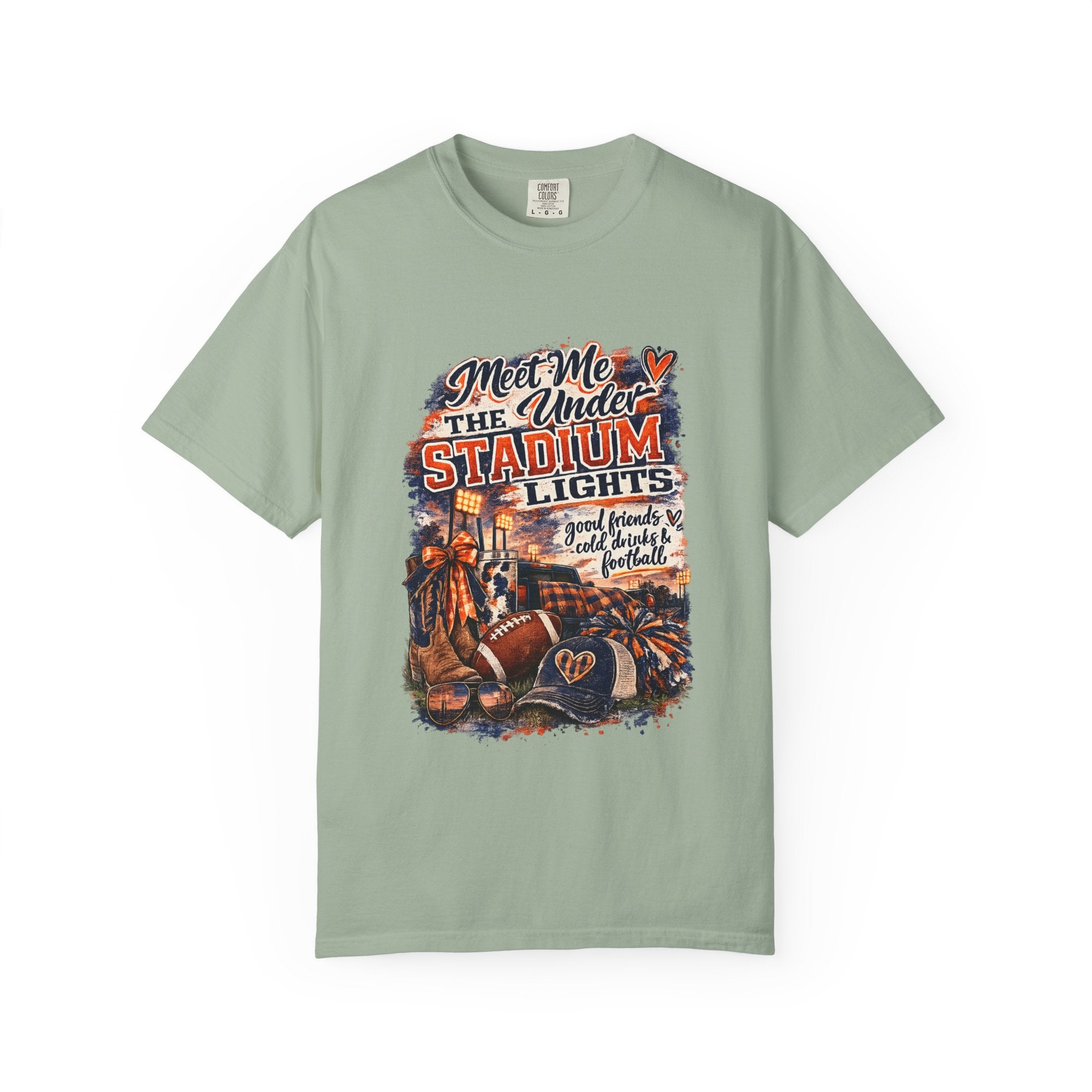 Stadium Lights Football Graphic T-Shirt — "Meet Me Under the Stadium Lights"